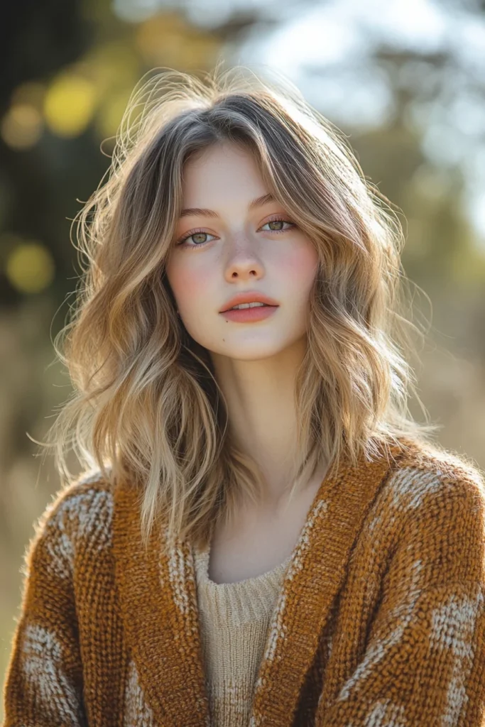 Golden Honey Highlights on Medium Hair
