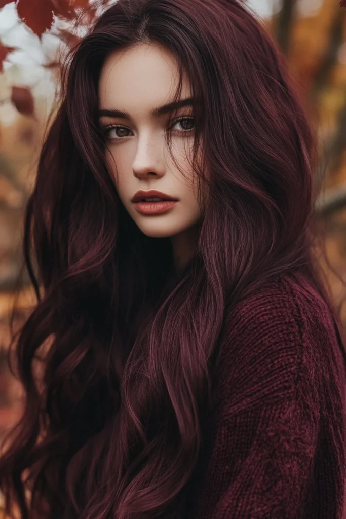 Rich Burgundy for Long Locks