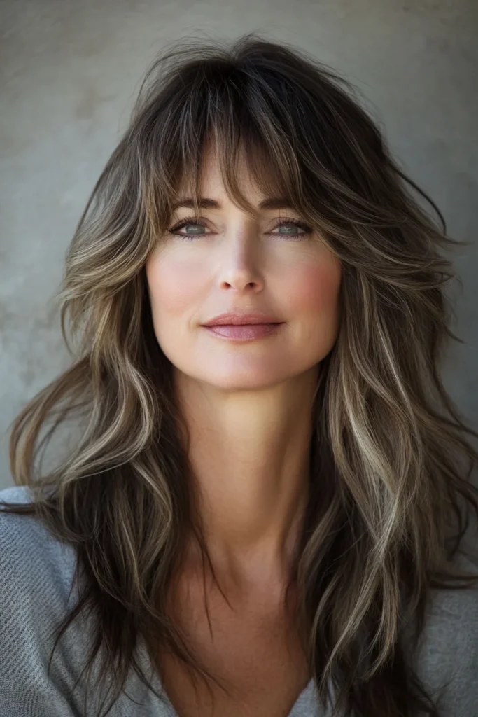Long Layered Shag with Balayage