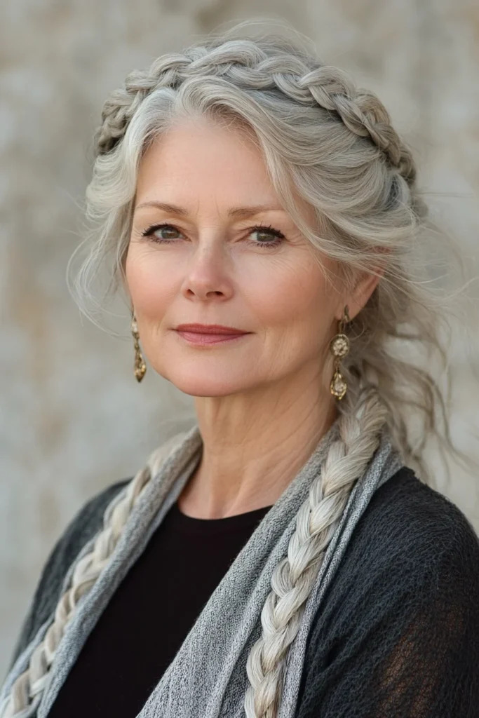 Braided Crown with Loose Ends
