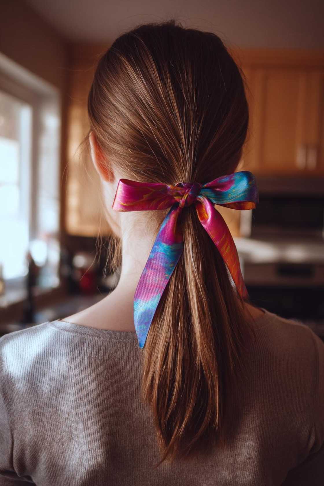 12+ Adorable Back to School Hairstyles with Bows & Clips You Need to Try. - 22. Low Ponytail with a Ribbon Bow