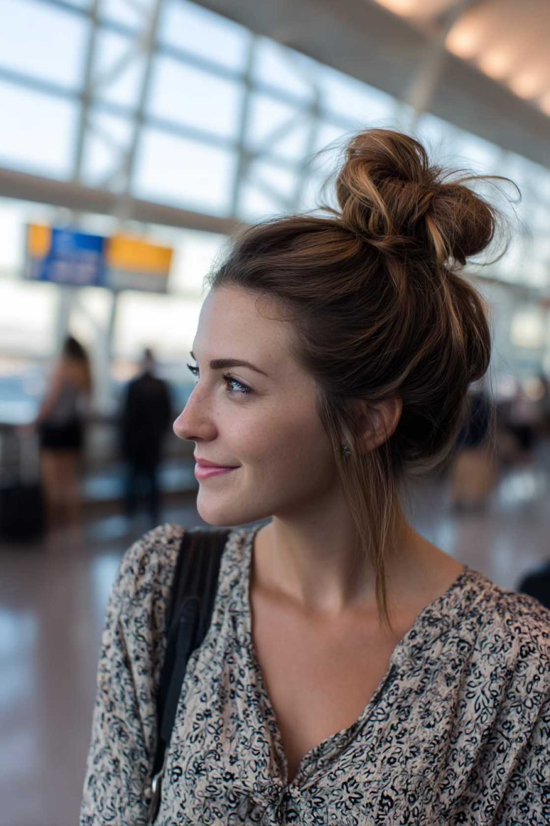 15+ Chic & Comfy Airport Hairstyles for Your Next Trip (Travel in Style!) - 6. The Messy Bun