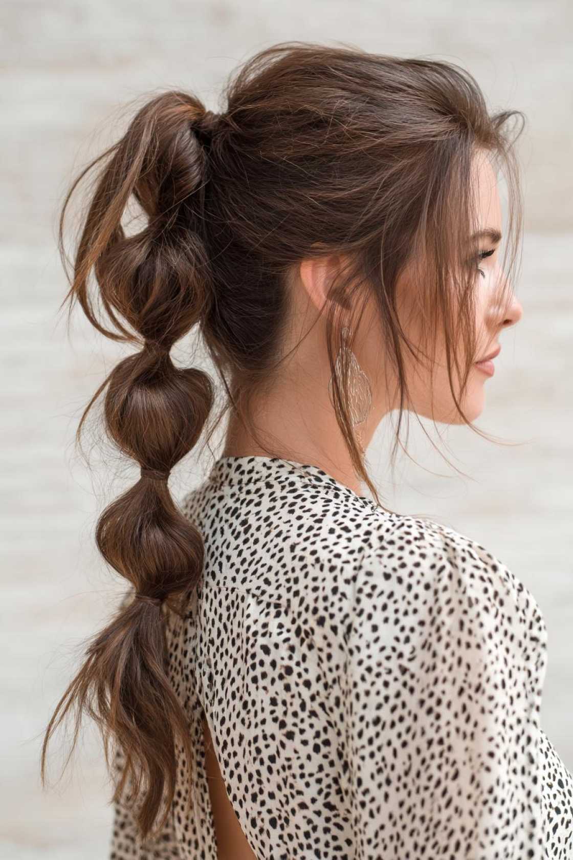 15+ Chic Summer Updos for Medium Hair (Easy Styles to Beat the Heat!). - 8. Bubble Ponytail Updo