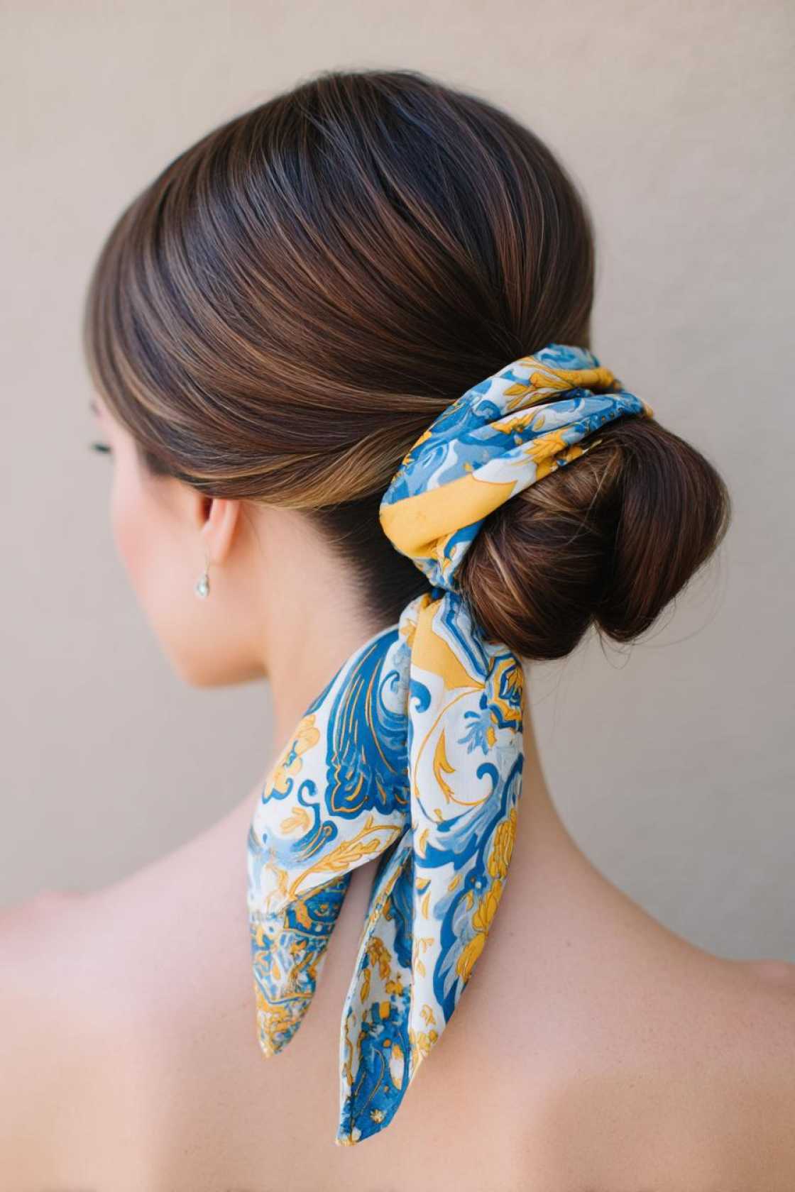15+ Coolest Hot Weather Hairstyles to Beat the Heat (Updos, Braids & More!). - 6. Scarf Updo