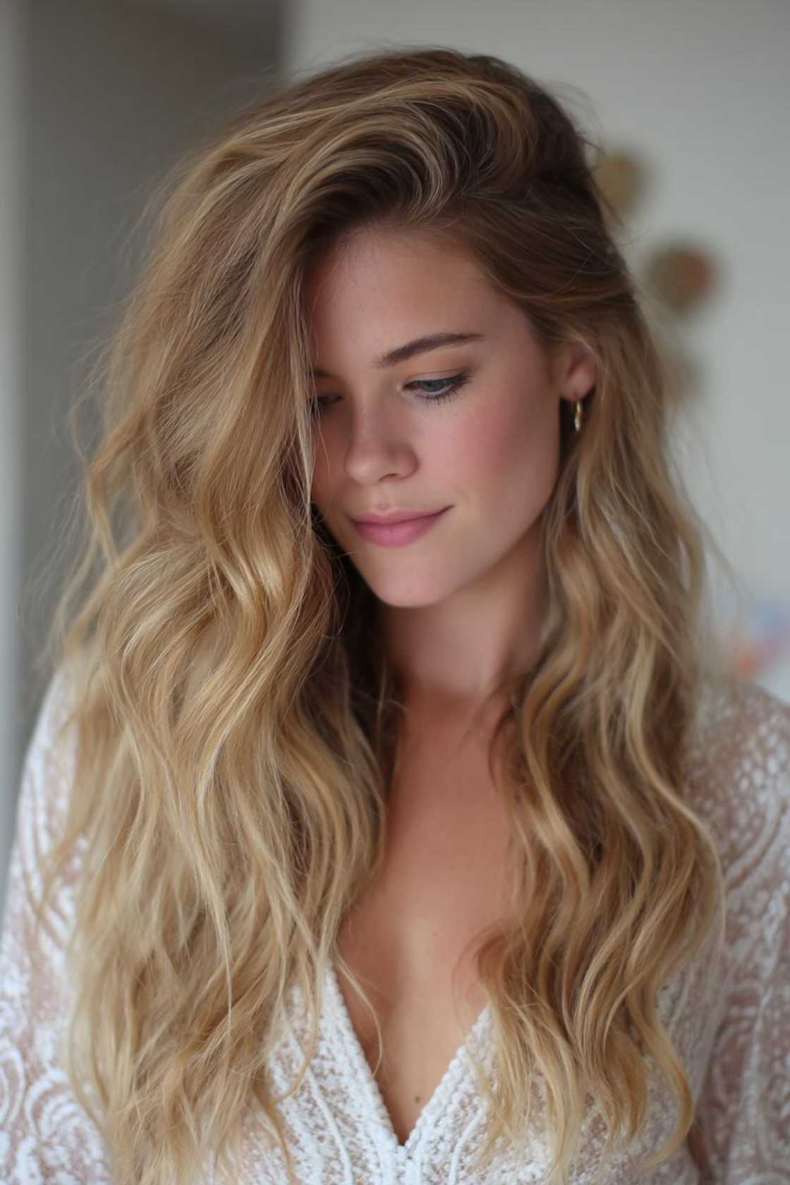 15+ Effortless Beach Hairstyles: Salty Waves, Chic Braids & Easy Updos. - 1. Loose Waves with a Side Part