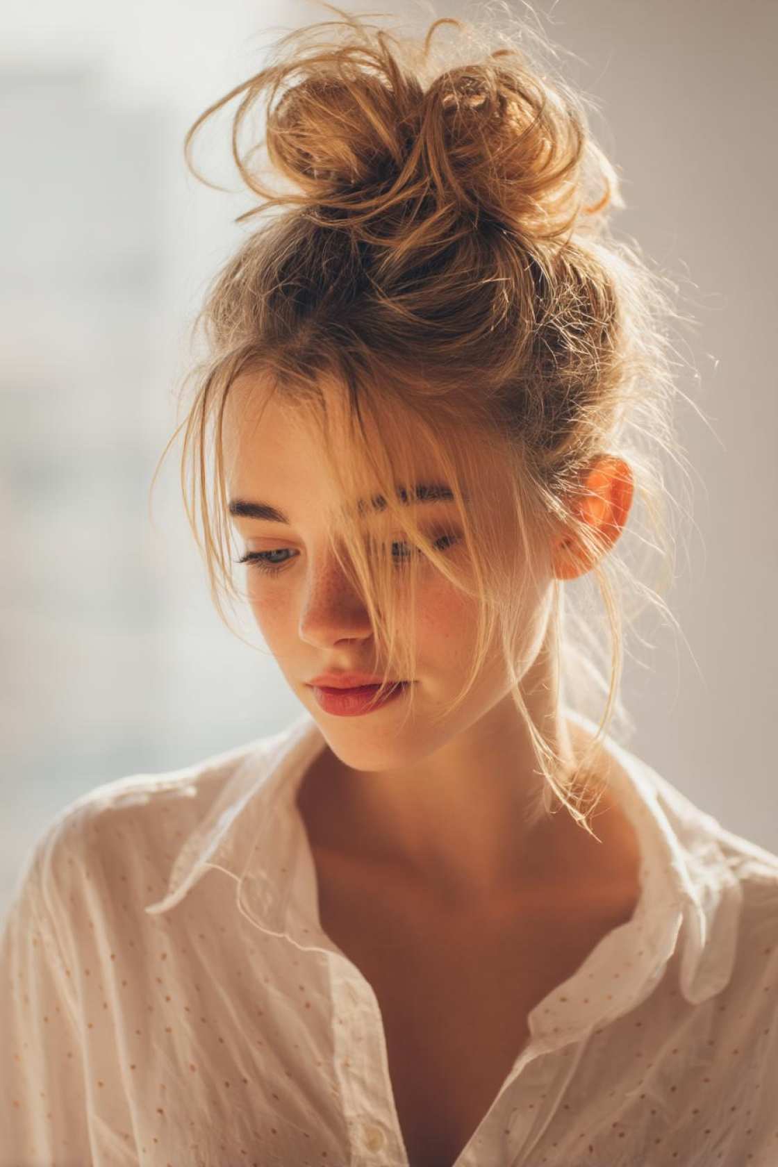 15+ Perfect First Day of School Hairstyles to Make a Great Impression (Easy & Cute!). - 5. Messy Bun