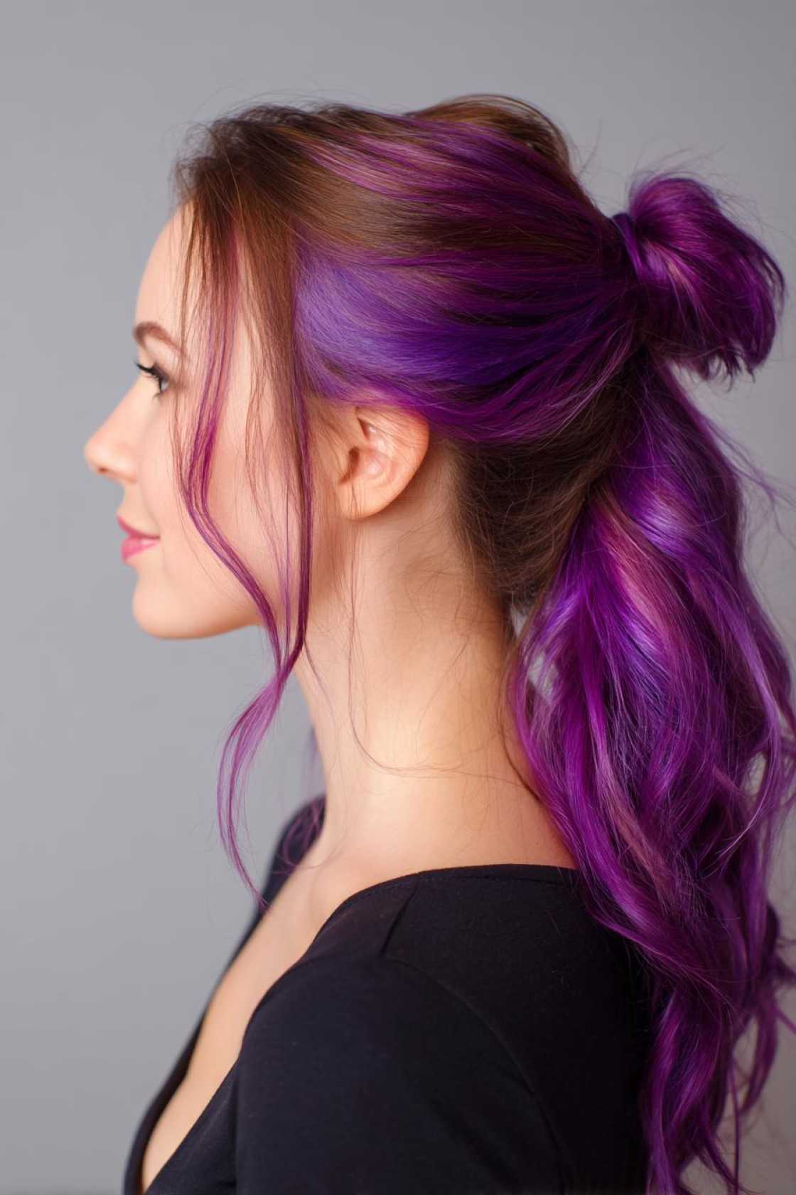 15+ Playful Peekaboo Hair Color Ideas to Surprise & Delight (Subtle to Bold!). - 13. Purple Punch Sides