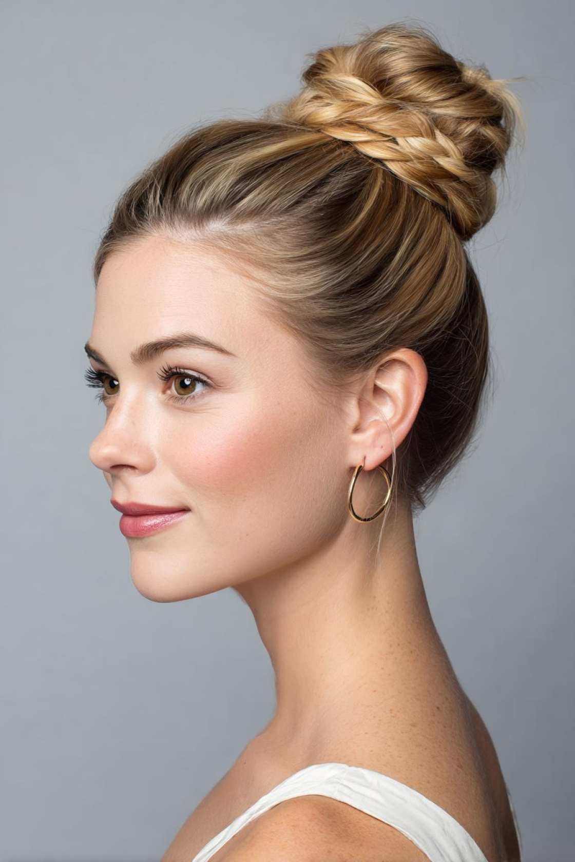 15+ Spirit-Ready Cheer Hairstyles: Secure Ponytails, Braids & Bow-Perfect Looks! - 2. High Bun with Braided Base