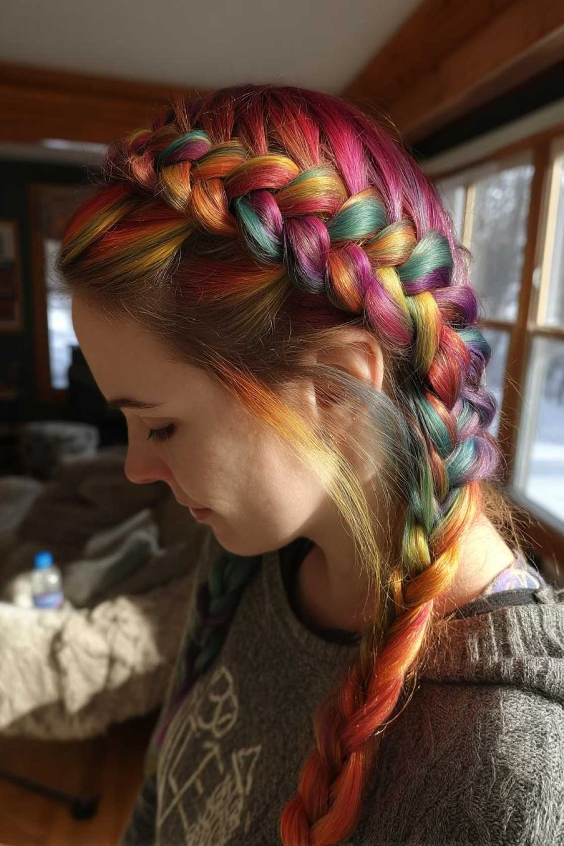 20+ Rainbow Hair Ideas to Celebrate Pride Month in Style (All Hair Types!). - 11. Rainbow Crown Braid