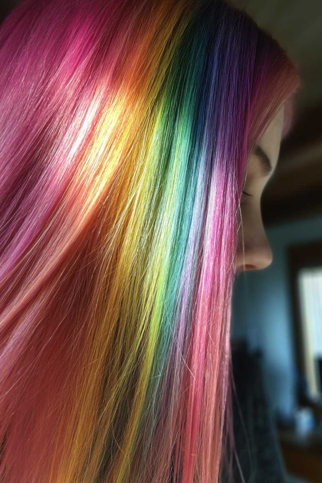 20+ Rainbow Hair Ideas to Celebrate Pride Month in Style (All Hair Types!). - 3. Rainbow Straight Hair