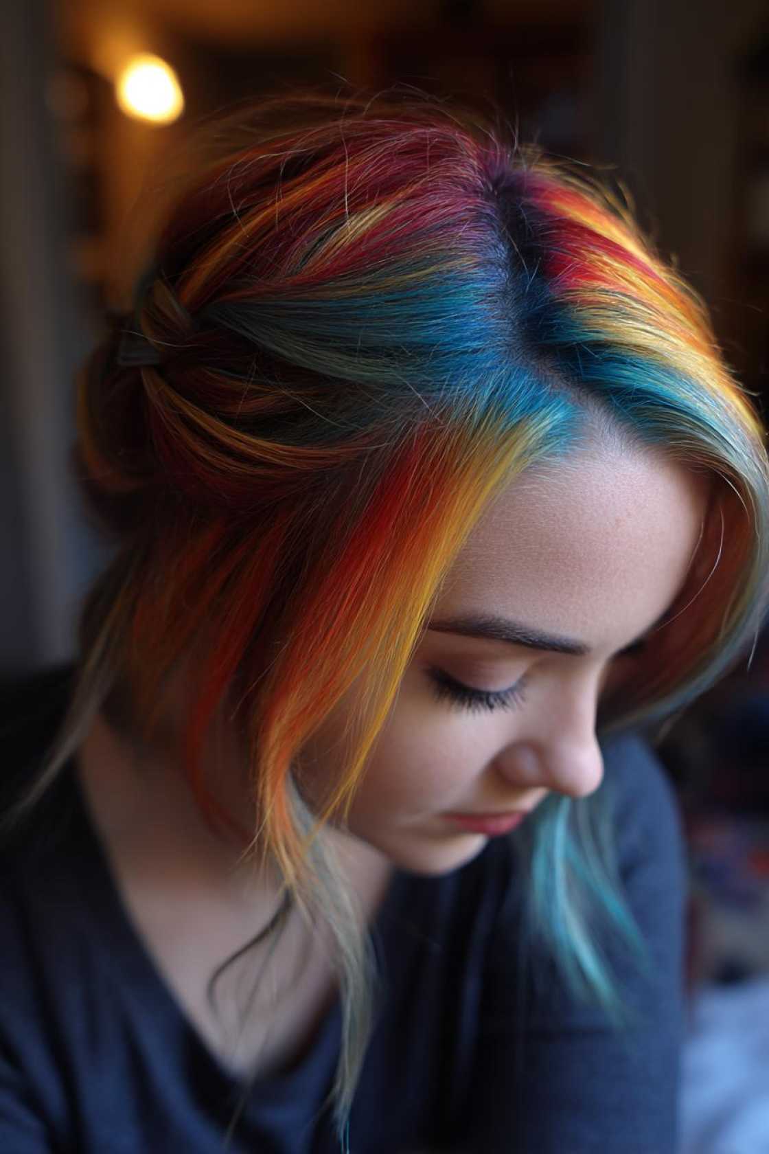 20+ Rainbow Hair Ideas to Celebrate Pride Month in Style (All Hair Types!). - 14. Rainbow Money Piece