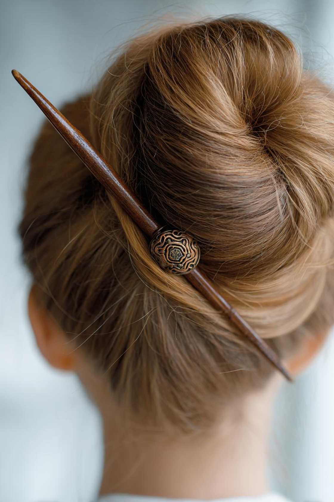 Accessorize Your Shoreline Style: 18+ Beach Hairstyles with Scarves, Hats & Clips - 10. High Bun with a Hair Stick