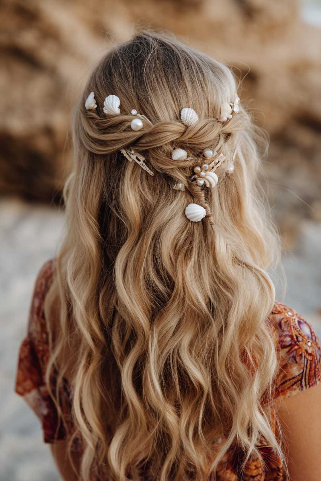 Accessorize Your Shoreline Style: 18+ Beach Hairstyles with Scarves, Hats & Clips - 1. Accessorized Beach Waves