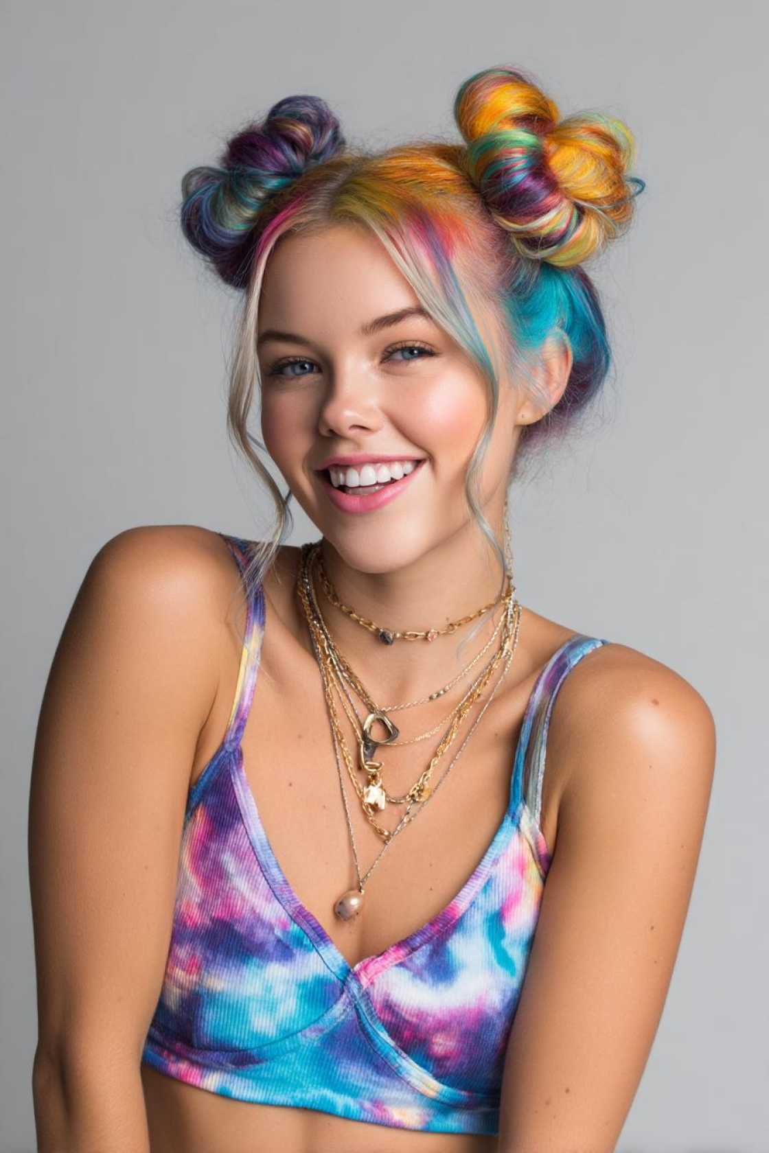 Bold & Beautiful: 18+ Pride Hairstyles That Make a Statement (Color & Cuts). - 6. Rainbow Space Buns