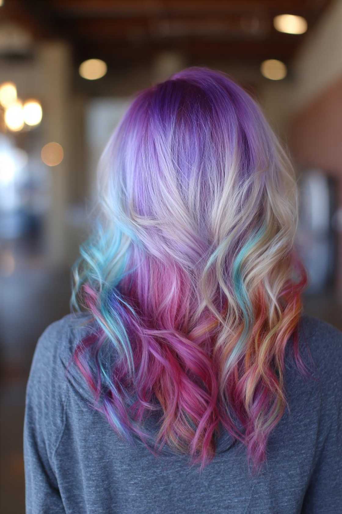 From Subtle Streaks to Full Spectrum: 25+ Ways to Wear Rainbow Hair This Pride. - 26. Peek-a-Boo Rainbow