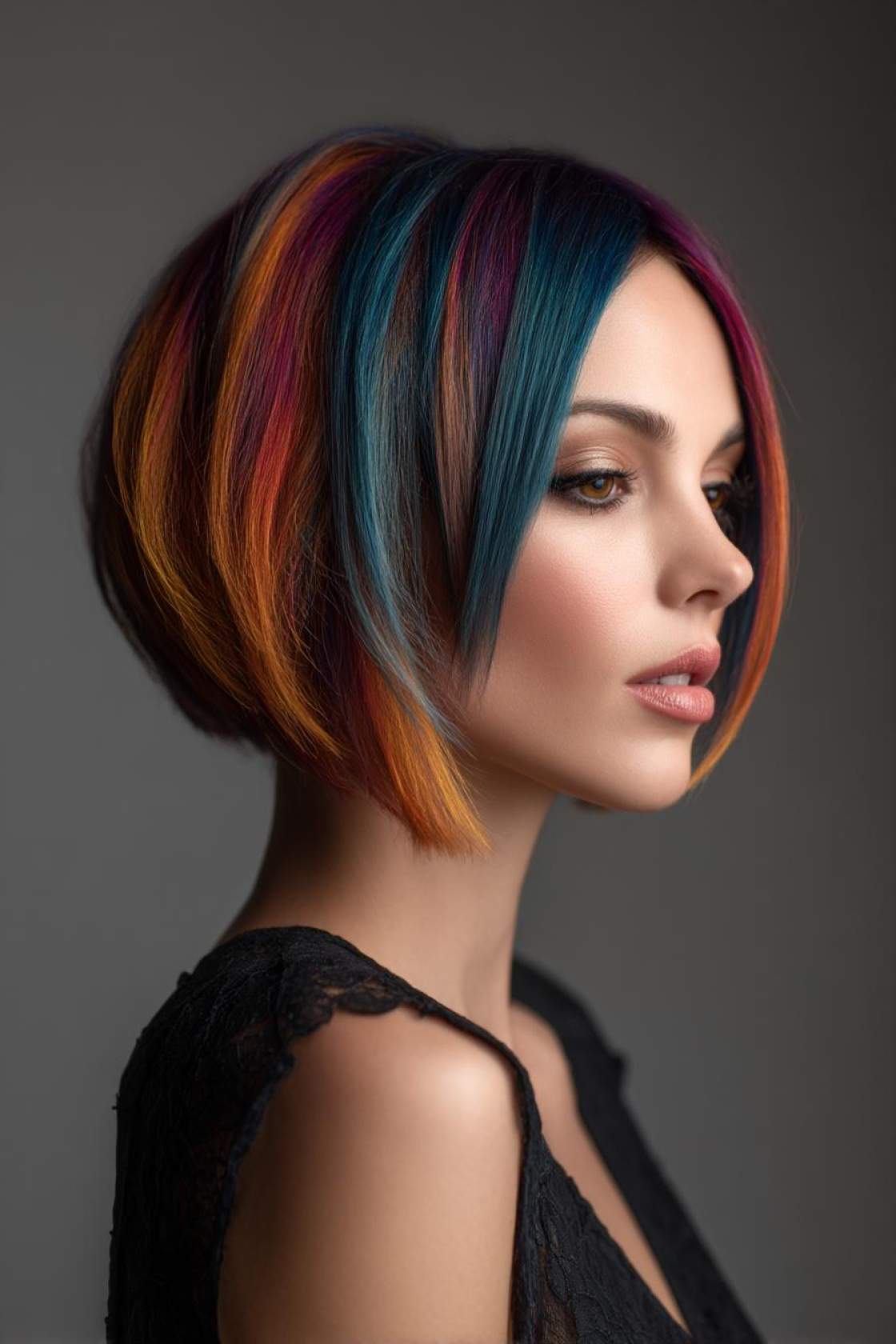 From Subtle Streaks to Full Spectrum: 25+ Ways to Wear Rainbow Hair This Pride. - 10. Rainbow Bob