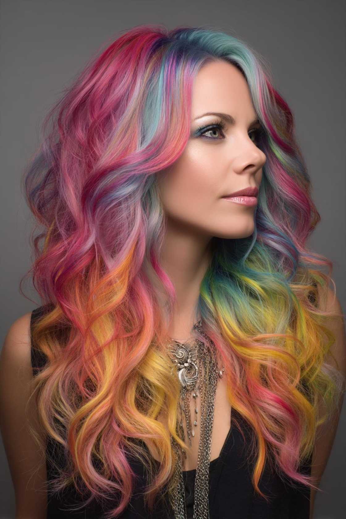 From Subtle Streaks to Full Spectrum: 25+ Ways to Wear Rainbow Hair This Pride. - 7. Rainbow Full Head Color