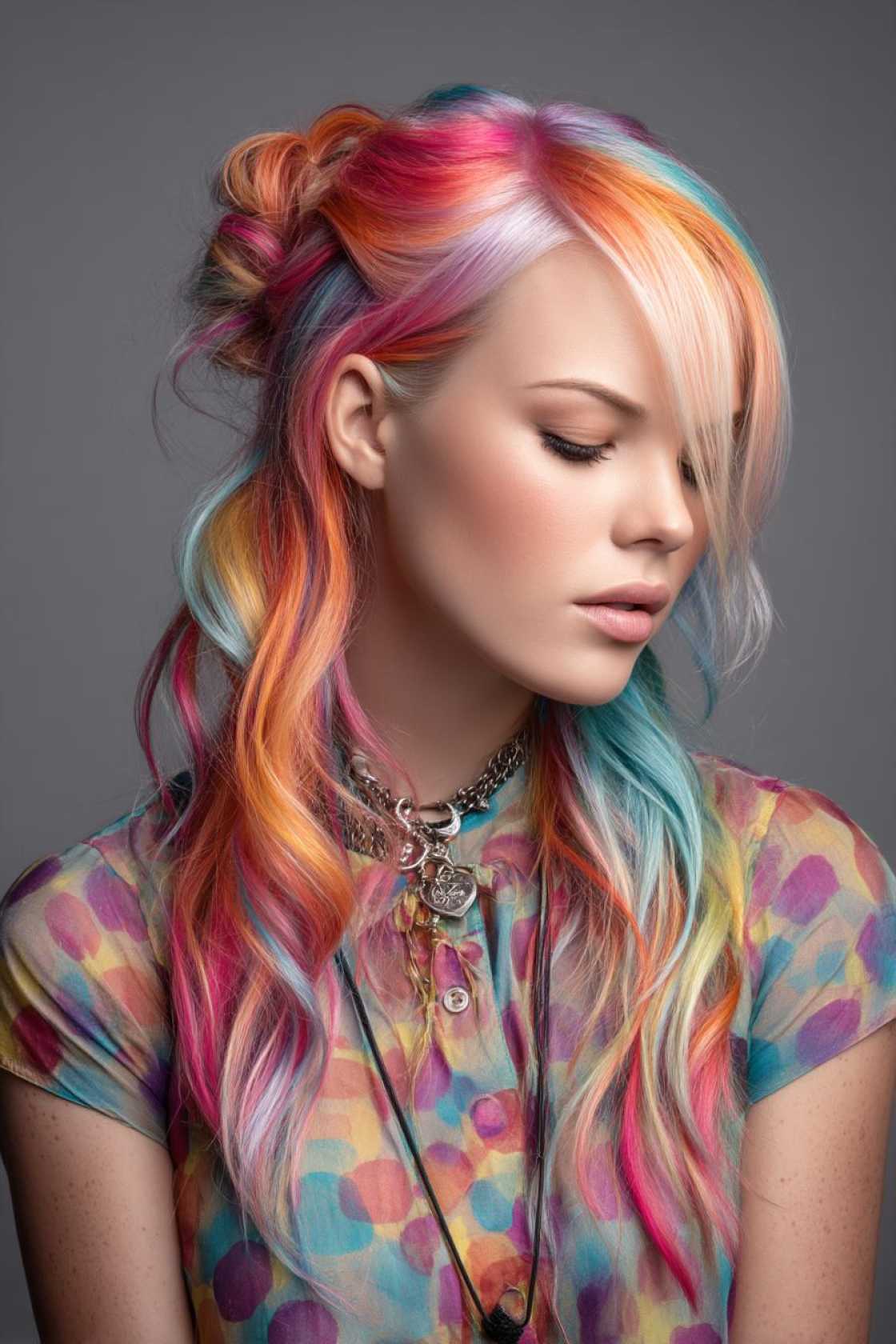 From Subtle Streaks to Full Spectrum: 25+ Ways to Wear Rainbow Hair This Pride. - 6. Rainbow Color Blocking