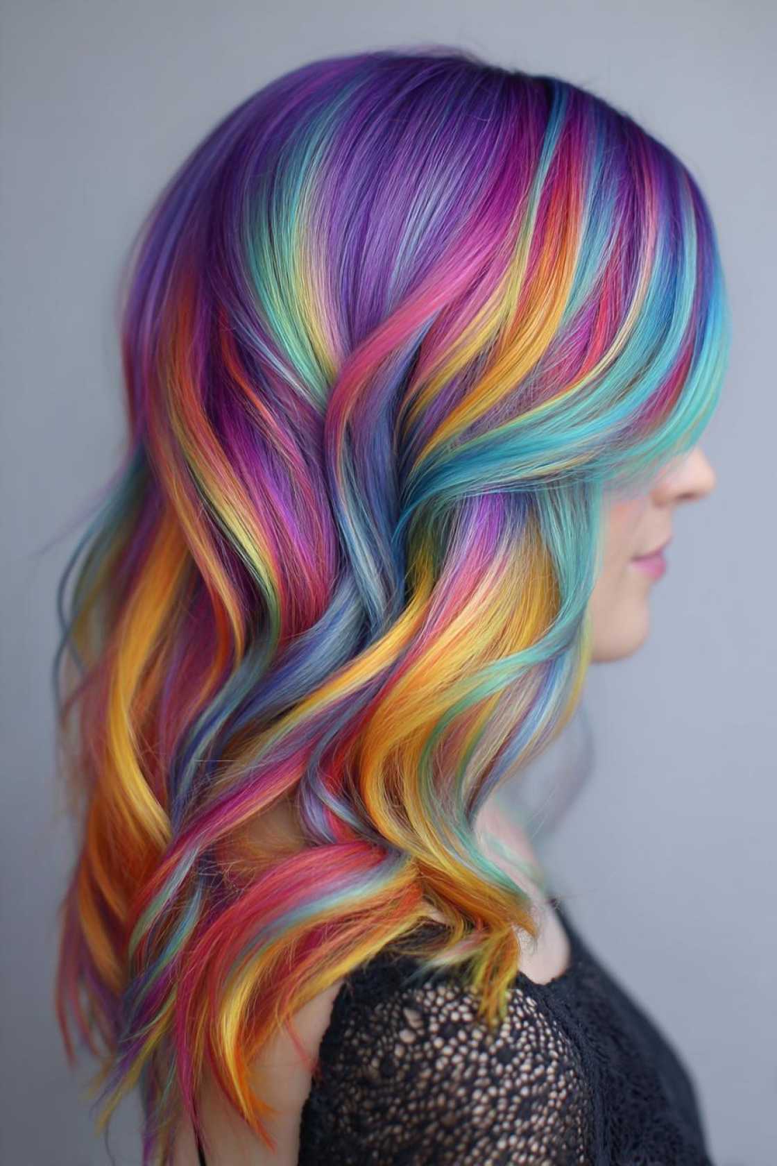 From Subtle Streaks to Full Spectrum: 25+ Ways to Wear Rainbow Hair This Pride. - 1. Rainbow Prism