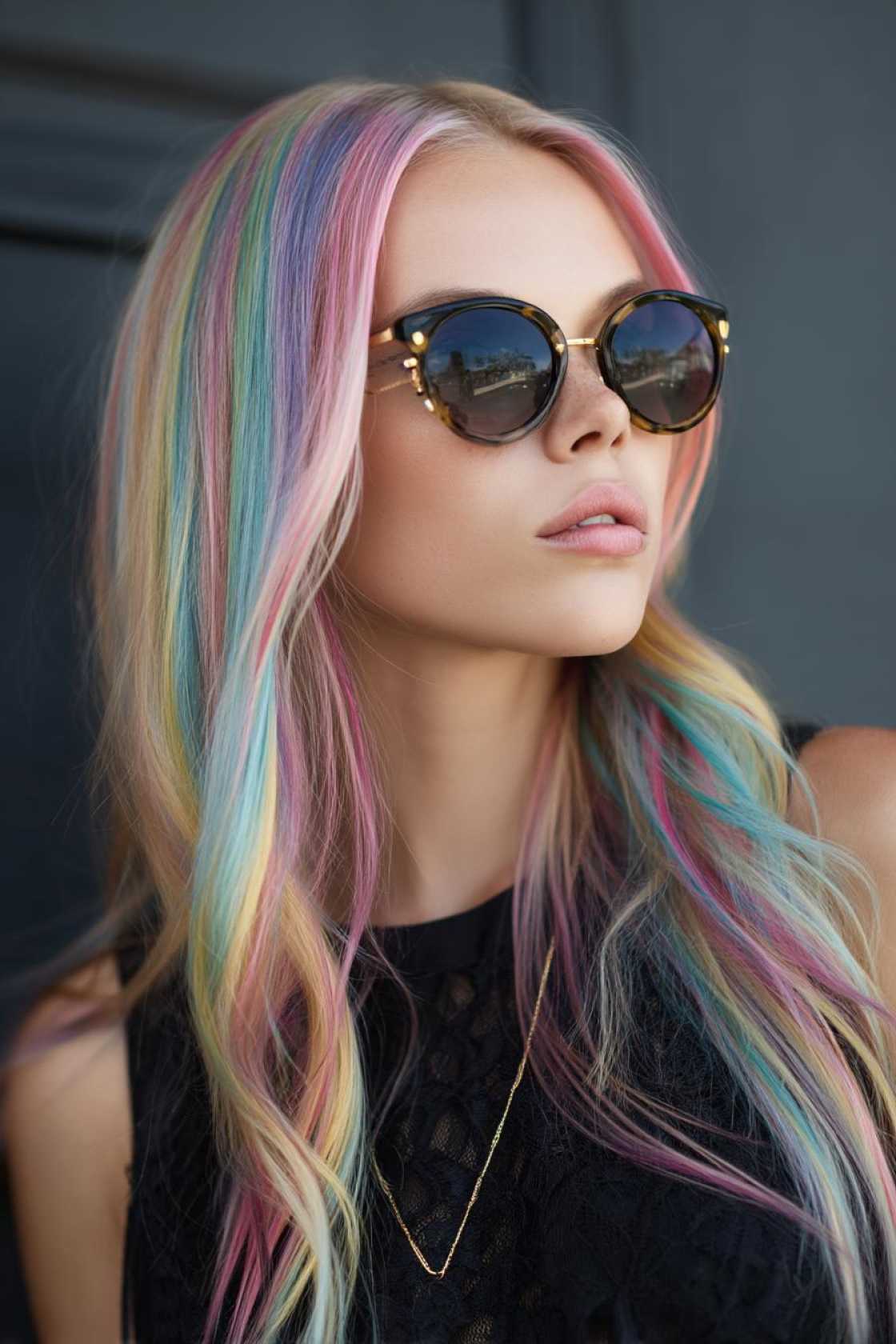 From Subtle Streaks to Full Spectrum: 25+ Ways to Wear Rainbow Hair This Pride. - 19. Rainbow Money Piece