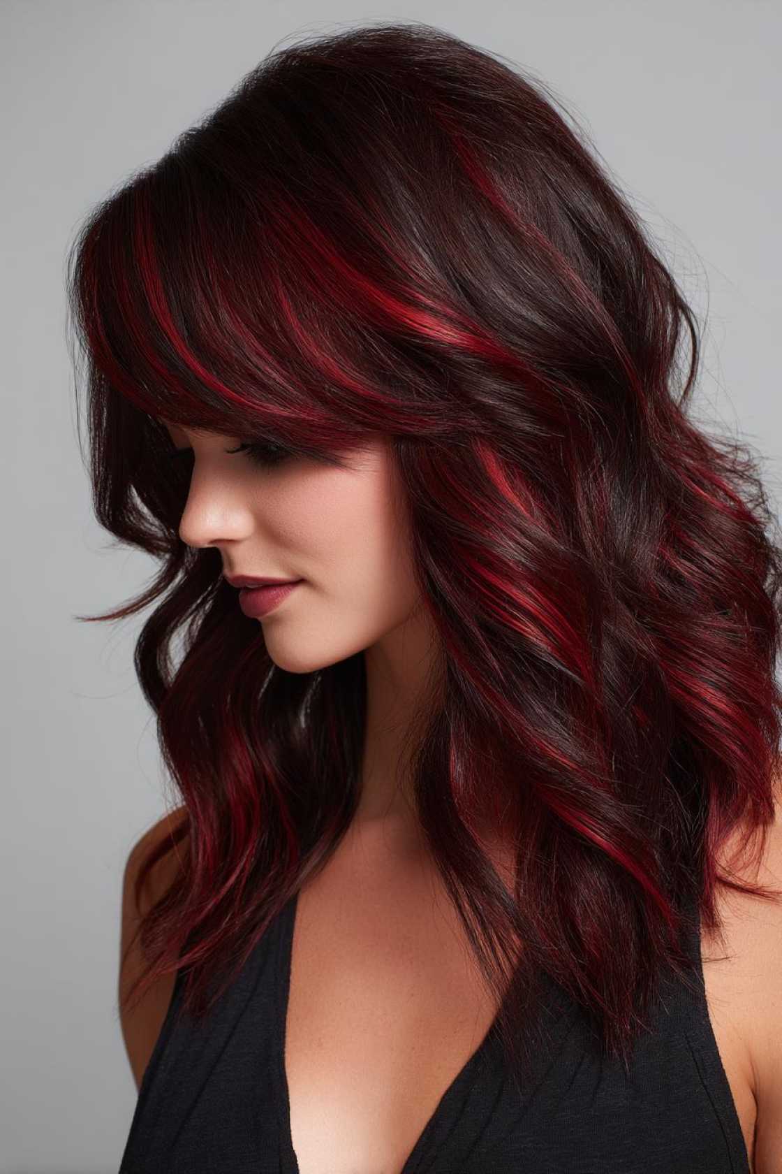 Is Chocolate Cherry Hair Right for You? Inspiration for Every Skin Tone - 10. Bright Cherry Highlights on Chocolat