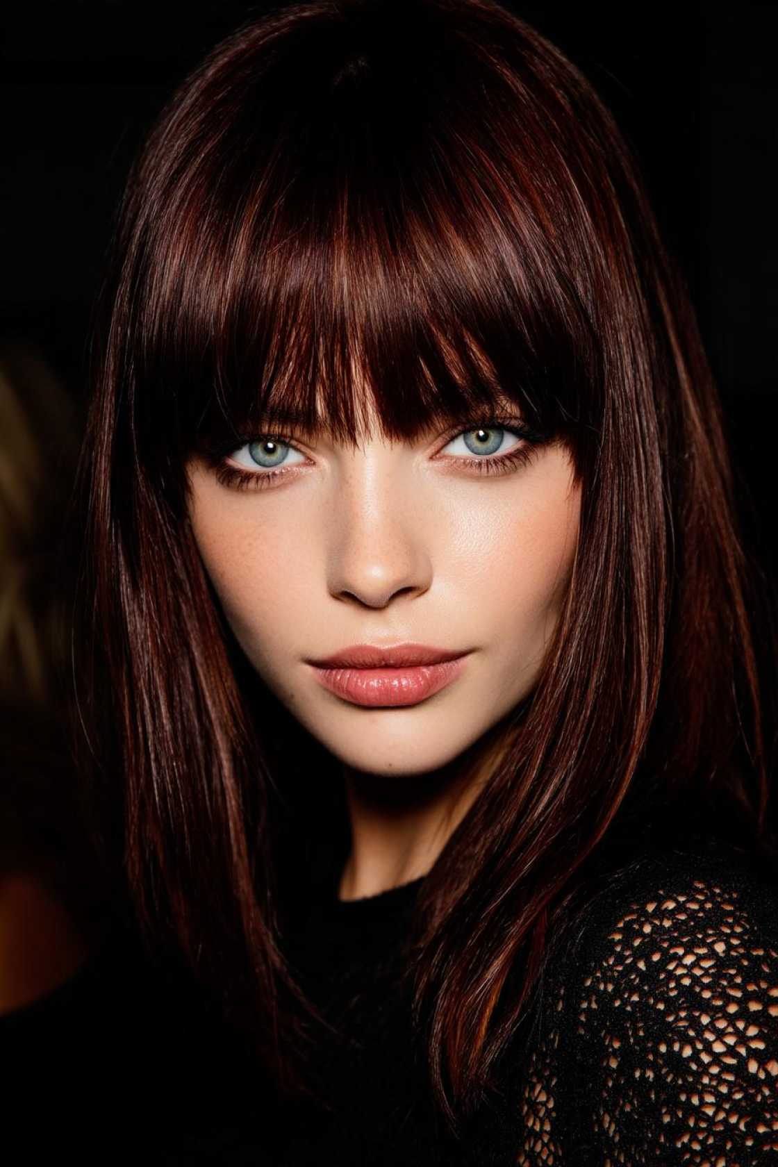 Is Chocolate Cherry Hair Right for You? Inspiration for Every Skin Tone - 2. Chocolate Cherry with Bangs