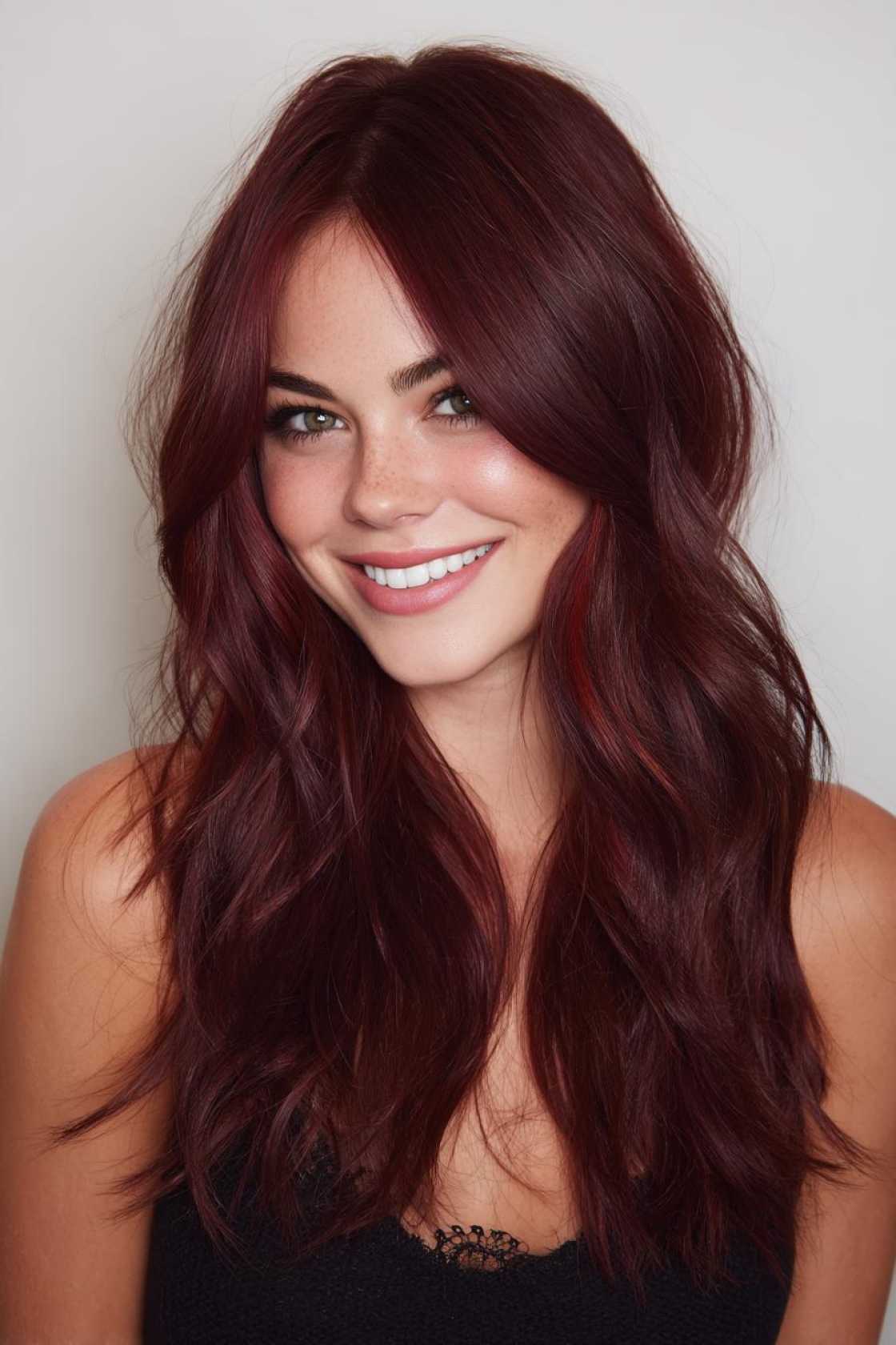 Is Chocolate Cherry Hair Right for You? Inspiration for Every Skin Tone - 17. Chocolate Cherry Money Piece