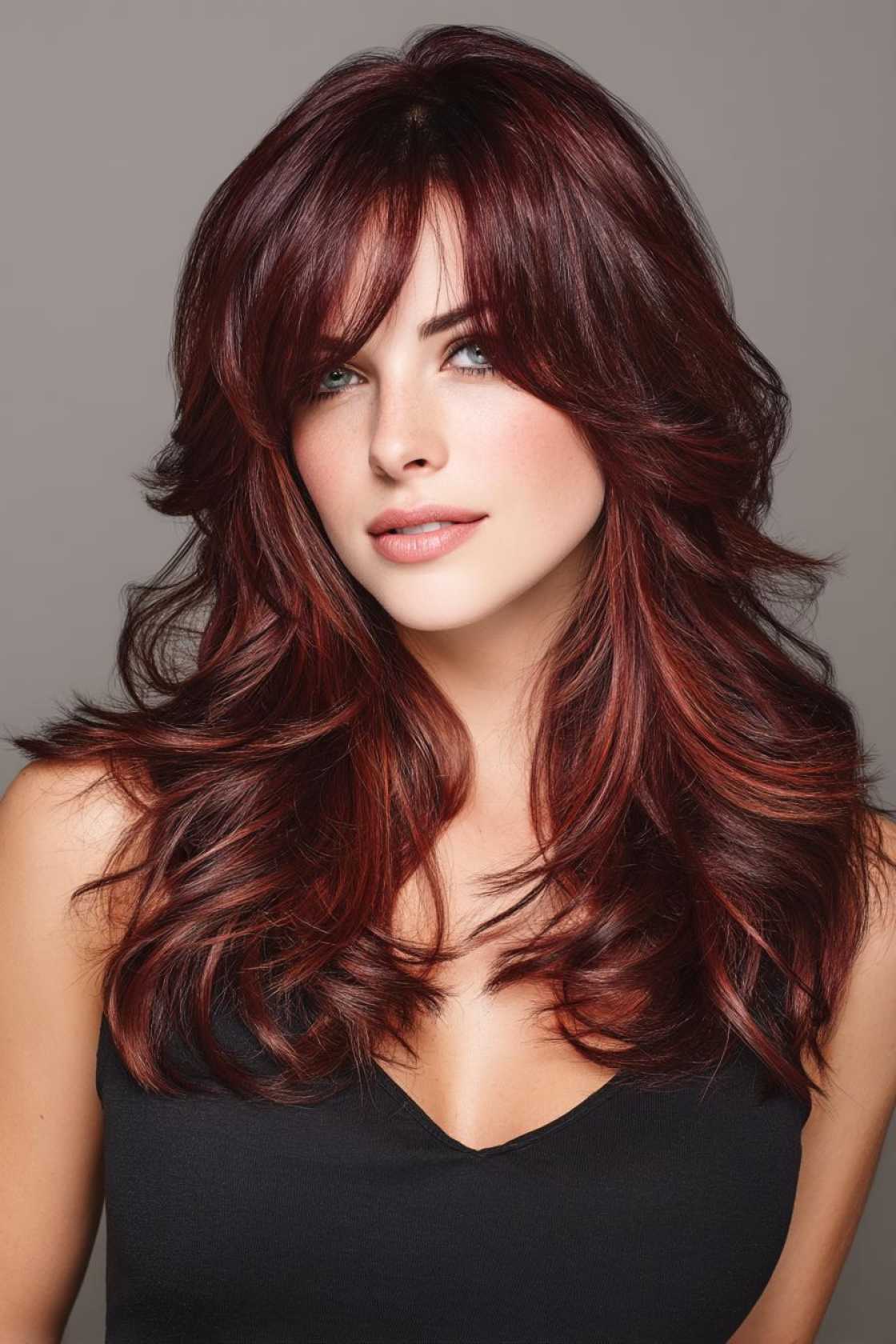 Is Chocolate Cherry Hair Right for You? Inspiration for Every Skin Tone - 16. Chocolate Cherry with Face-Framing L