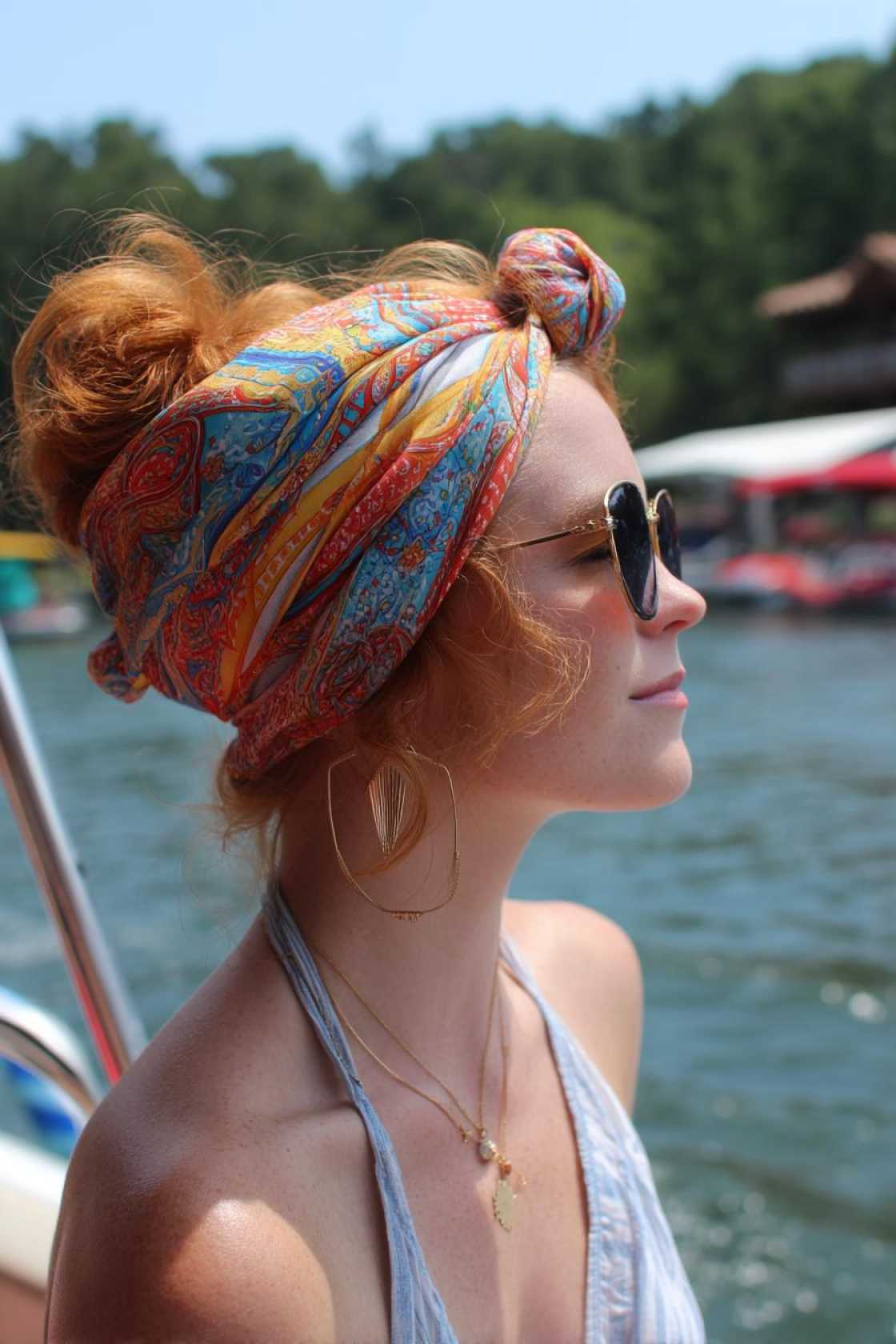 Lake Life Ready: 20+ Practical & Pretty Hairstyles You'll Love. - 12. Head Scarf Magic