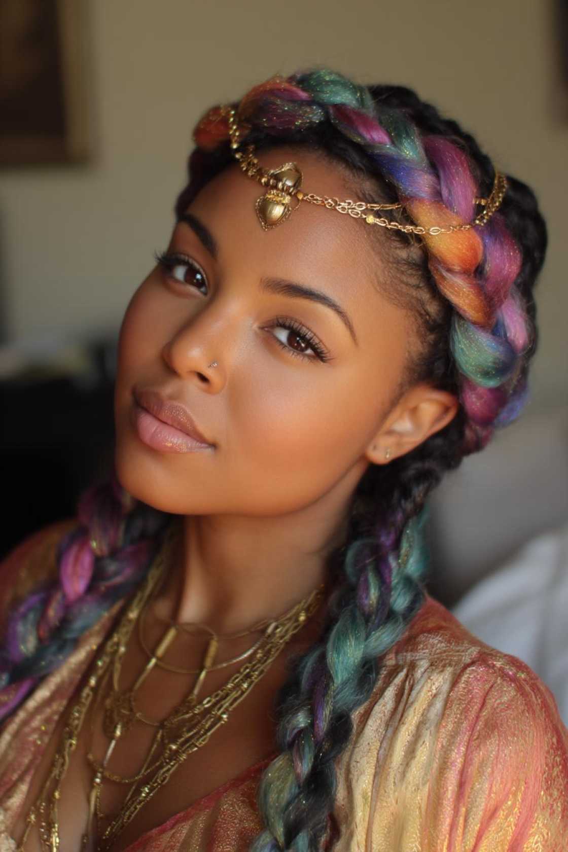 Rainbow Braids & Updos: 15+ Stunning Hairstyles to Show Your Pride. - 16. Rainbow Braided Crown