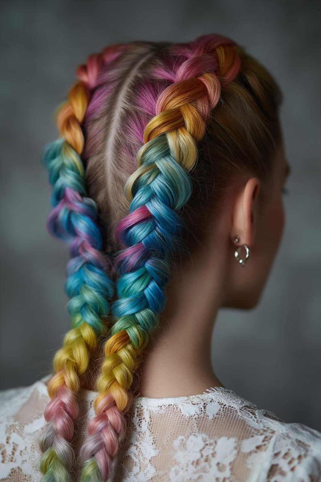 Rainbow Braids & Updos: 15+ Stunning Hairstyles to Show Your Pride. - 2. Rainbow Braided Bun Updo