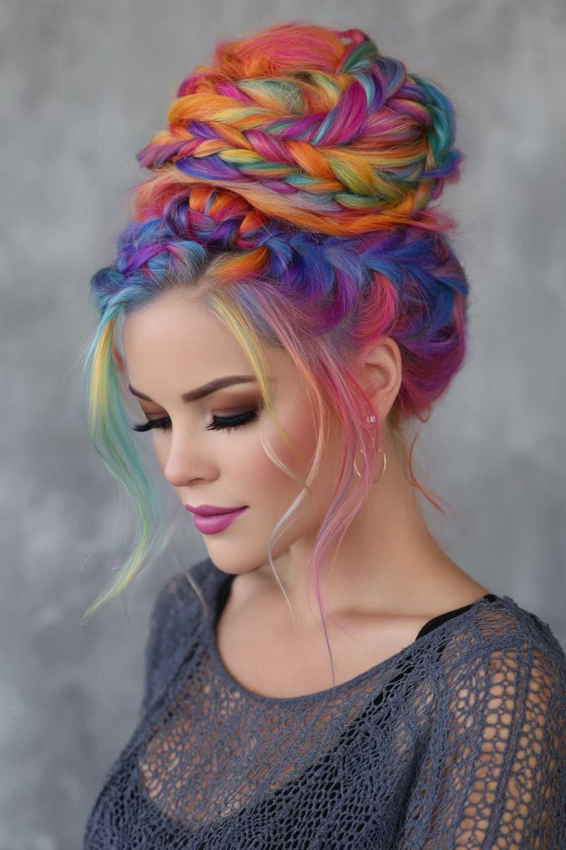 Rainbow Braids & Updos: 15+ Stunning Hairstyles to Show Your Pride. - 4. Rainbow Braided Faux Hawk