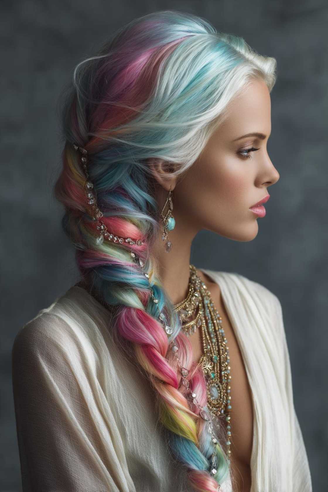 Rainbow Braids & Updos: 15+ Stunning Hairstyles to Show Your Pride. - 9. Rainbow Braided Space Buns