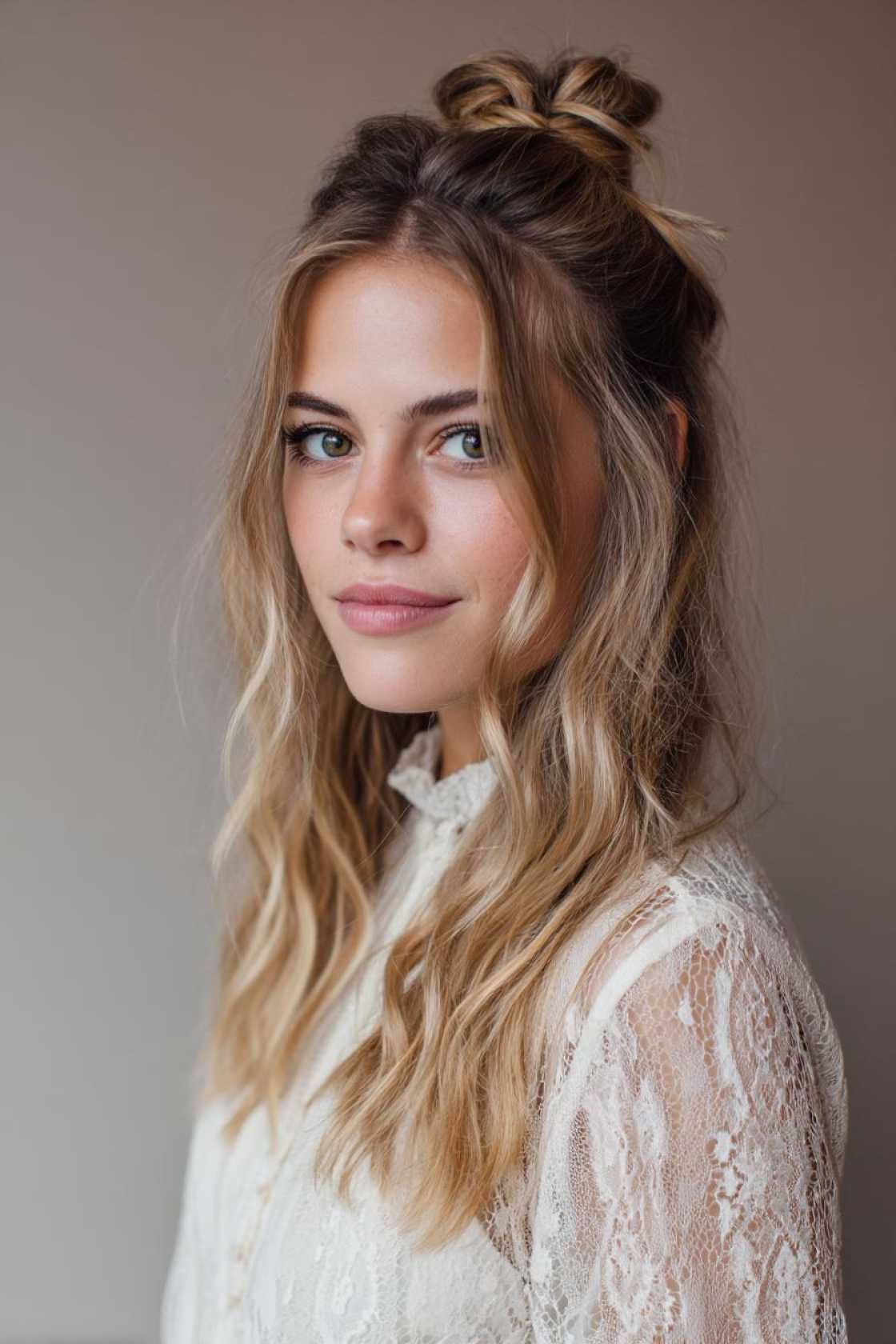Service with Style: 20+ Professional & Practical Hairstyles for Waitresses - 16. The Half-Up, Half-Down with a Twist