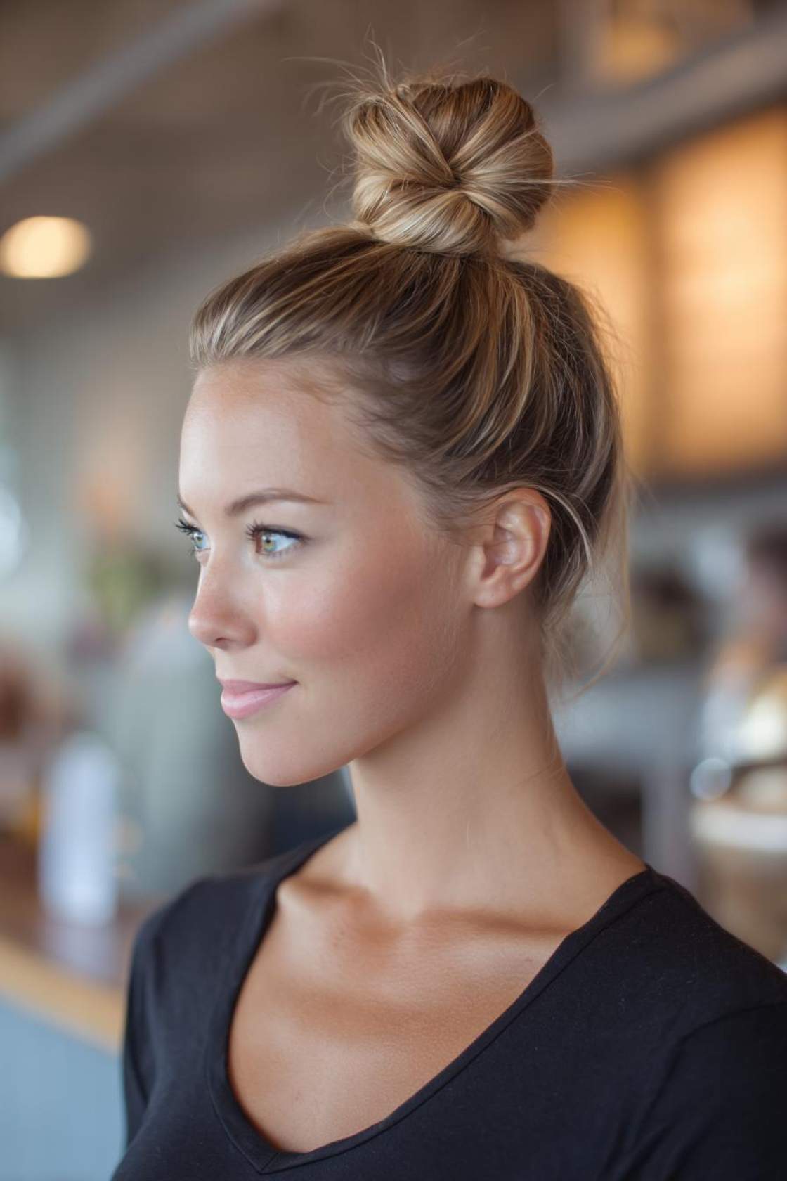 Service with Style: 20+ Professional & Practical Hairstyles for Waitresses - 15. The Top Knot