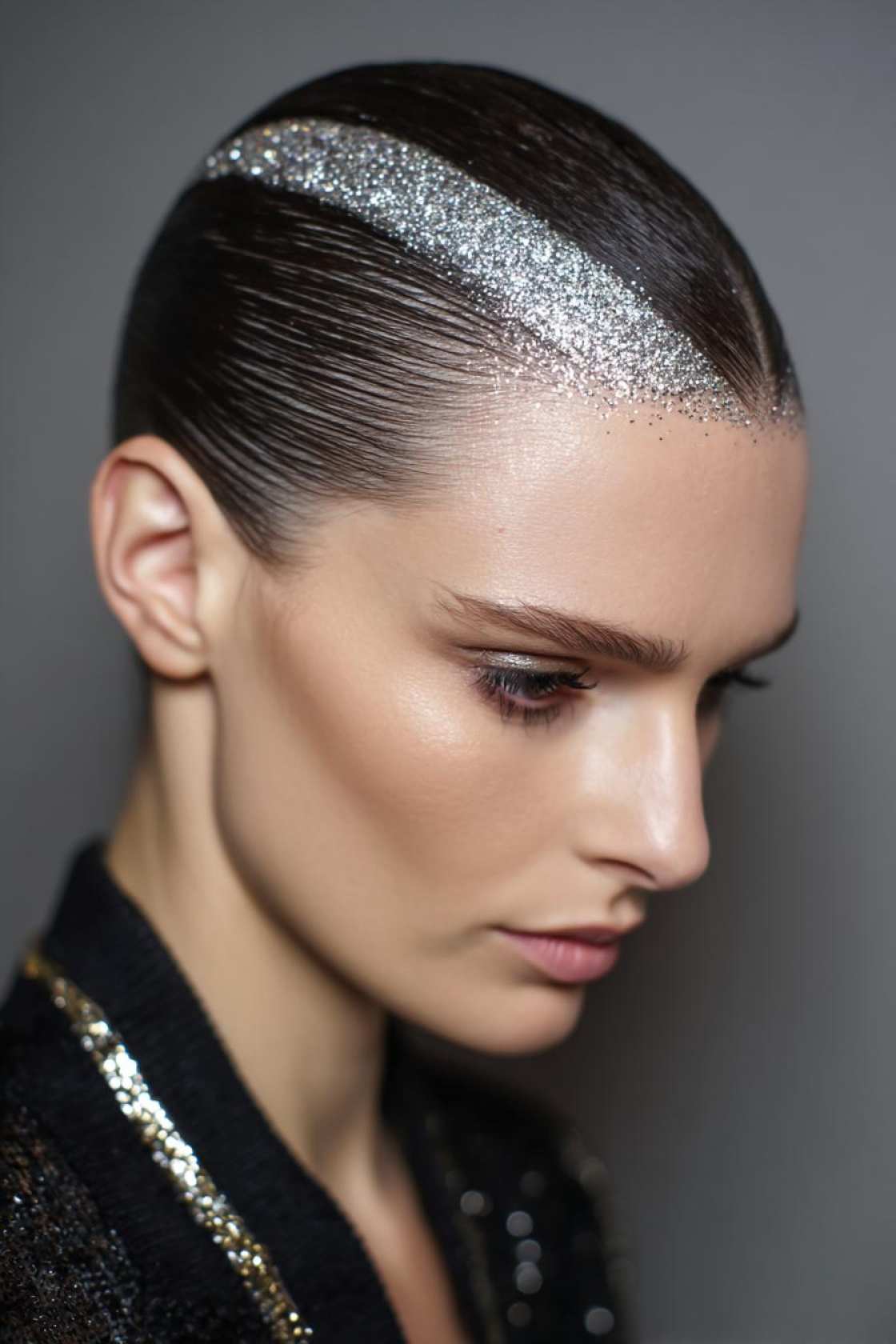 Shine Bright: 15+ Glitter Roots & Sparkly Hairstyles Perfect for Pride Parades. - 13. Glitter Part Line