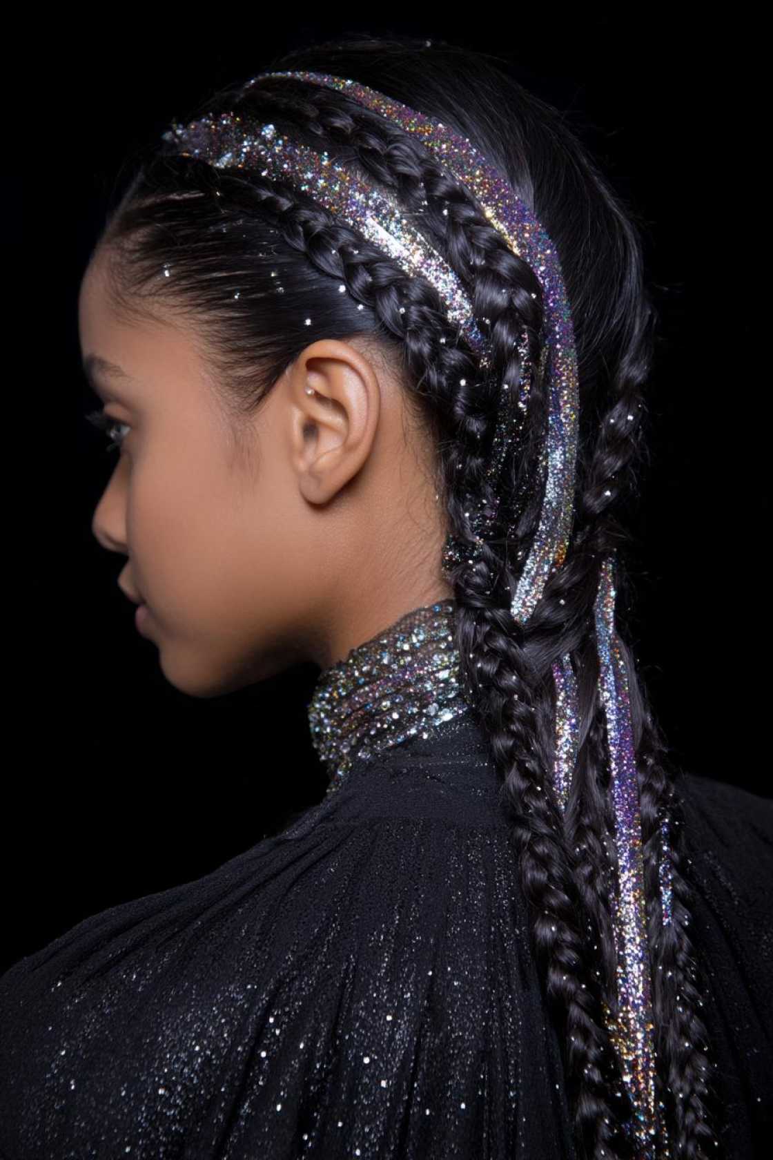 Shine Bright: 15+ Glitter Roots & Sparkly Hairstyles Perfect for Pride Parades. - 12. Glitter Braid Accent