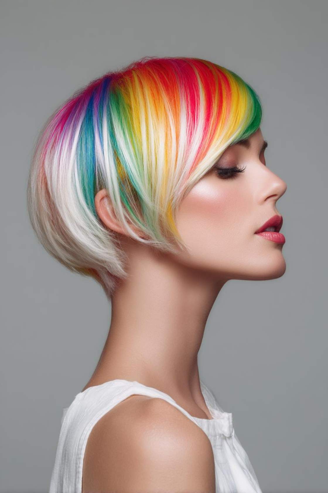 Short Hair, Don't Care? 12+ Fabulous Pride Hairstyle Ideas for Shorter Locks. - 13. Simple Color Streak