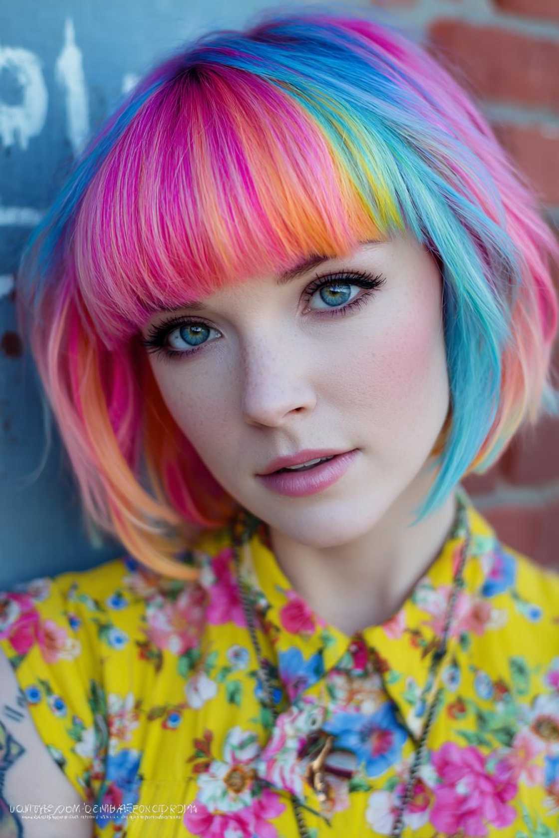 Short Hair, Don't Care? 12+ Fabulous Pride Hairstyle Ideas for Shorter Locks. - 1. Rainbow Fringe/Bangs