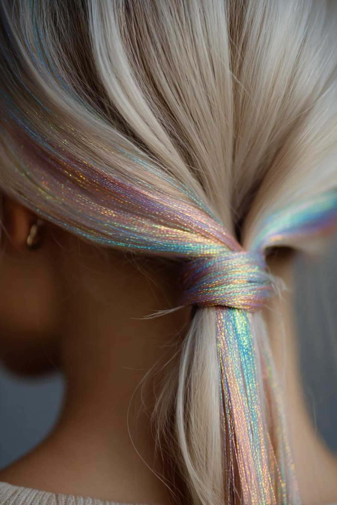 Short Hair, Don't Care? 12+ Fabulous Pride Hairstyle Ideas for Shorter Locks. - 8. Temporary Hair Tinsel