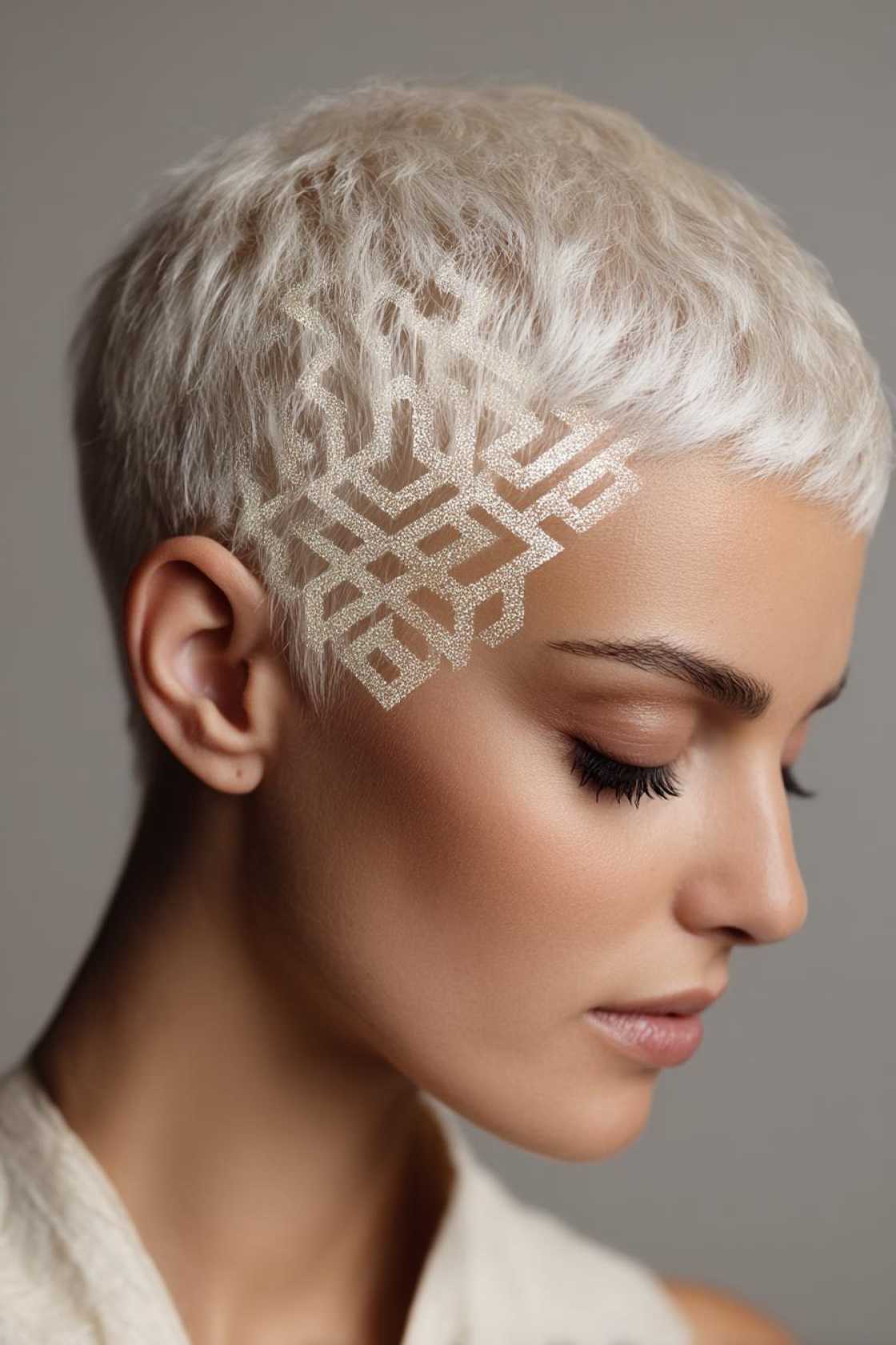 Short Hair, Don't Care? 12+ Fabulous Pride Hairstyle Ideas for Shorter Locks. - 6. Painted Hair Stencils