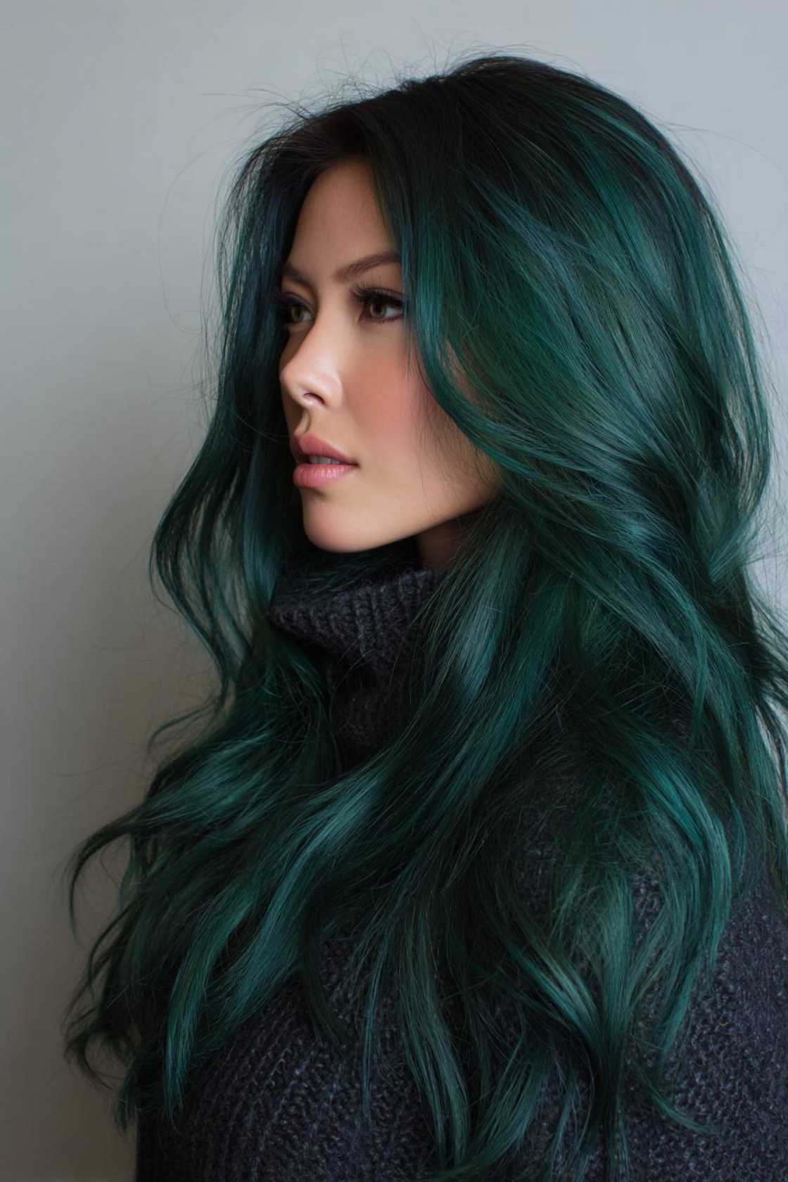 The Art of Peekaboo Hair: 12+ Stunning Color Combinations & Placement Ideas. - Emerald Green