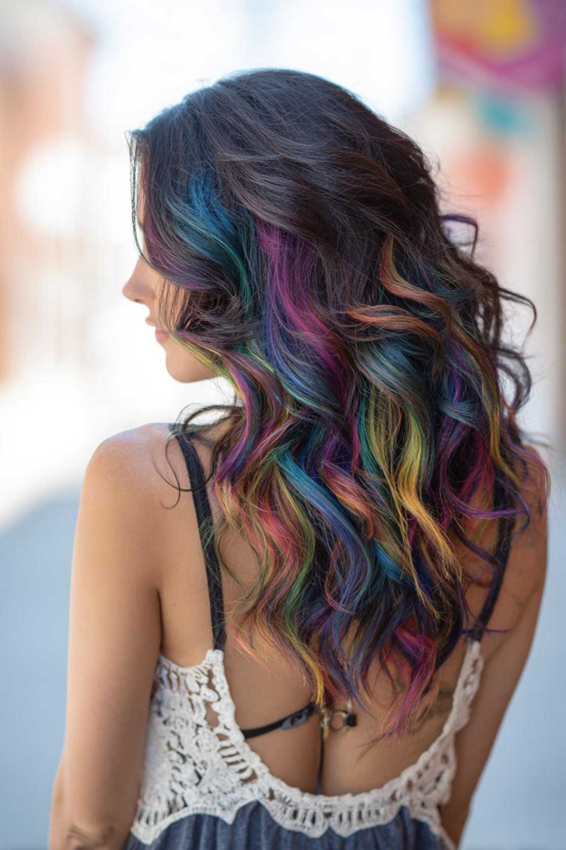 The Art of Peekaboo Hair: 12+ Stunning Color Combinations & Placement Ideas. - Rainbow Burst