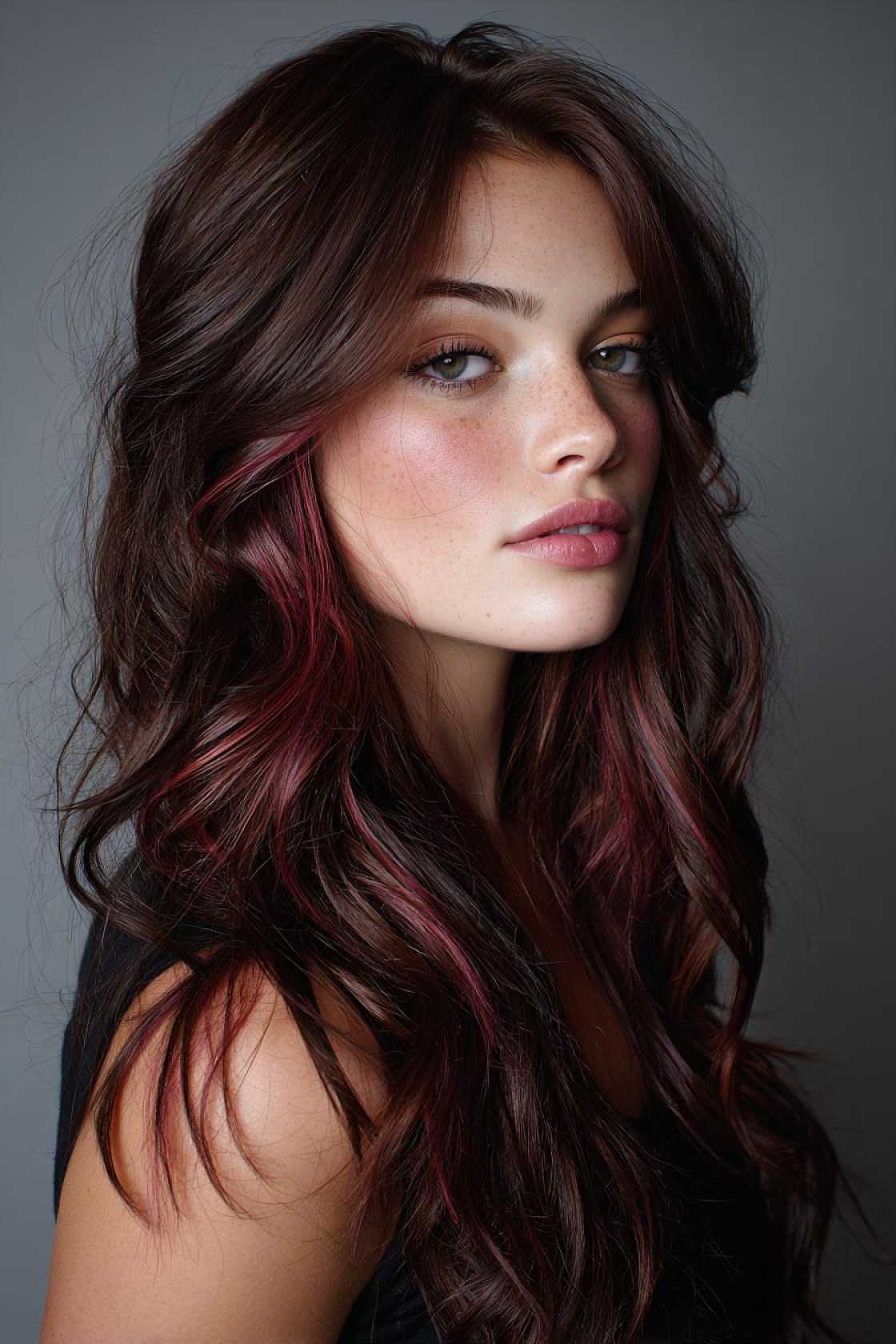 The Perfect Blend: 12+ Stunning Examples of Chocolate Cherry Hair Color. - 5. Cherry Face-Framing Highlights on Cho