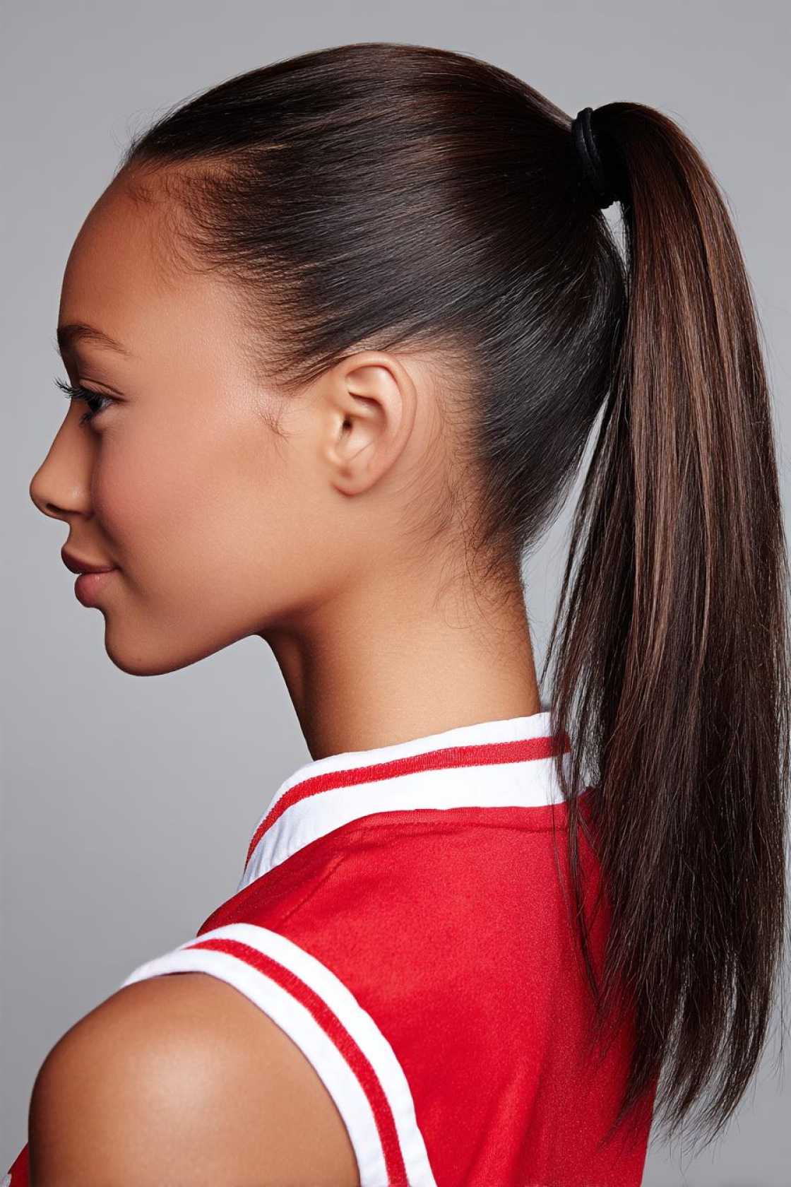 The Ultimate Cheer Pony Guide: 20+ Ways to Get Volume, Height & Hold. - 21. The Low & Sleek Pony
