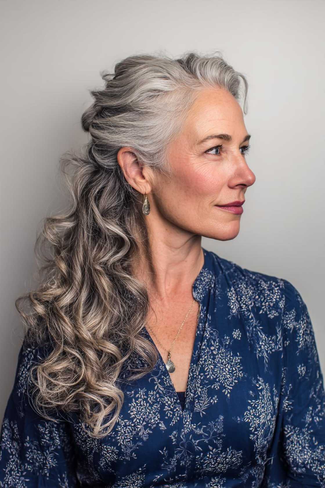 Timeless Beauty: 12+ Graceful Hairstyles for the Mother of the Groom. - 8. Half-Up, Half-Down with Curls