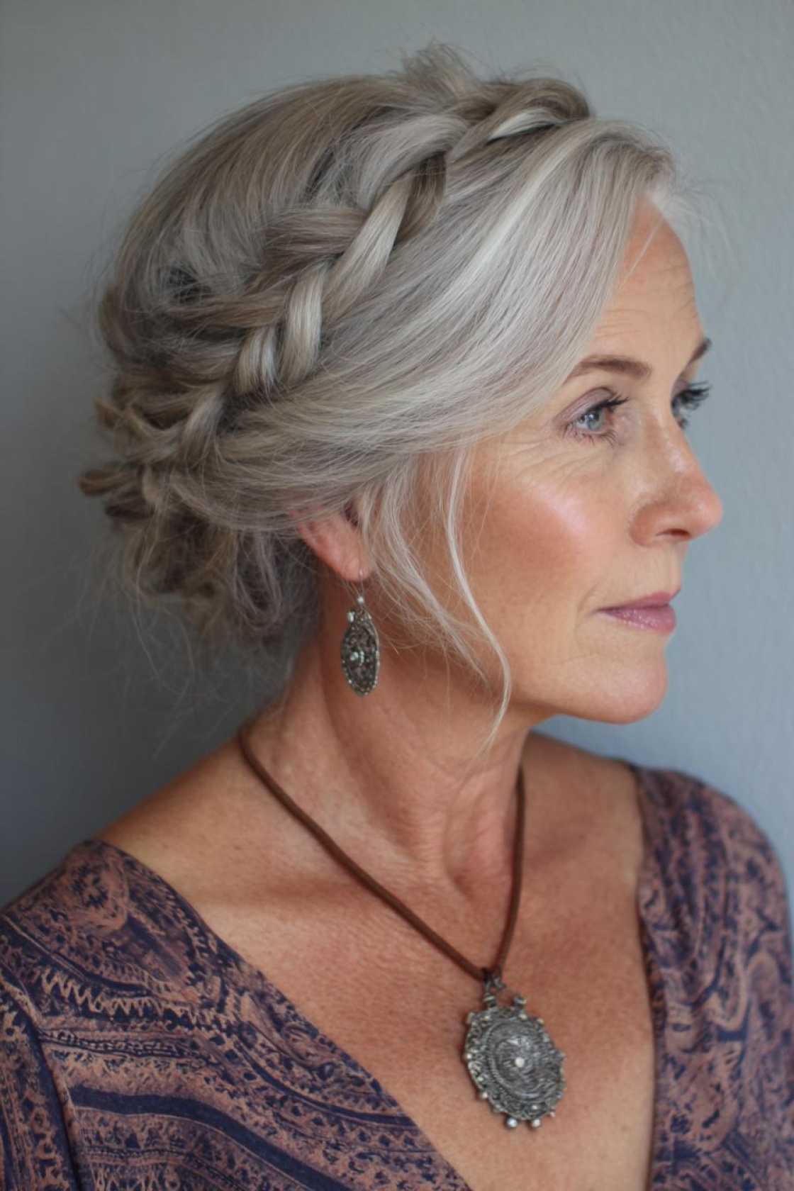 Age Beautifully, Celebrate Joyfully: 15+ Flattering Hairstyles for the Mother of the Groom. - 5. Loose Braided Crown