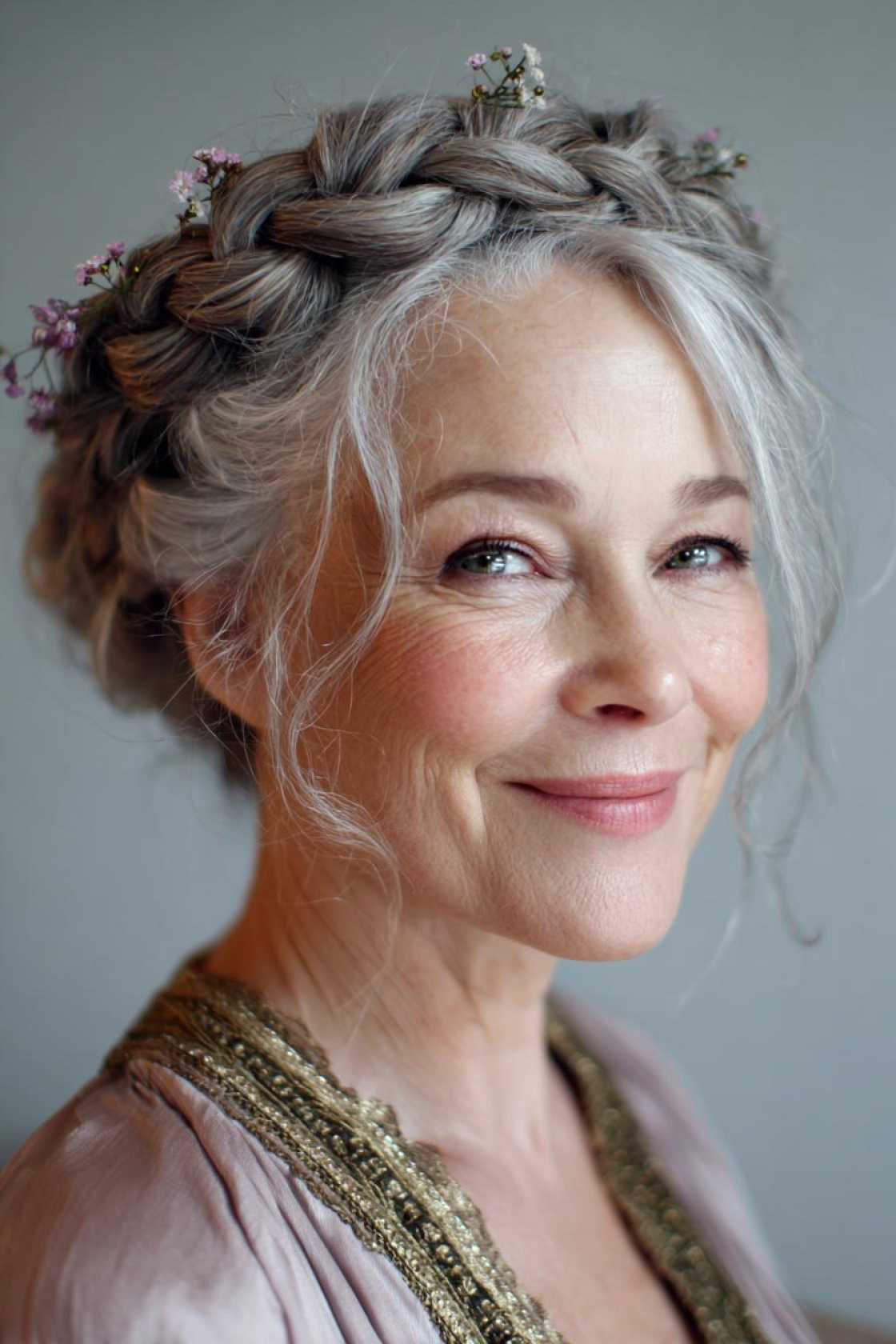 Age-Gracefully & Beautifully: 15+ Flattering Hairstyles for the Mother of the Bride. - 14. Braided Crown