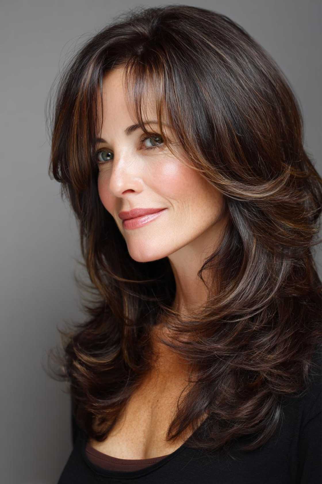 Age-Gracefully & Beautifully: 15+ Flattering Hairstyles for the Mother of the Bride. - 10. Long Layers with Face-Framing Pieces