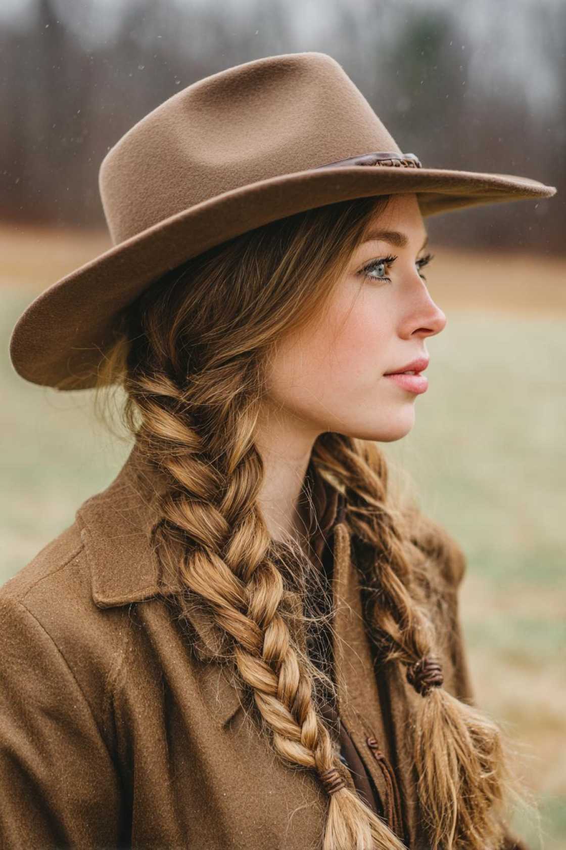 Boots, Braids & Big Hair: 18+ Country Concert Hairstyle Inspirations. - Braids with Hat